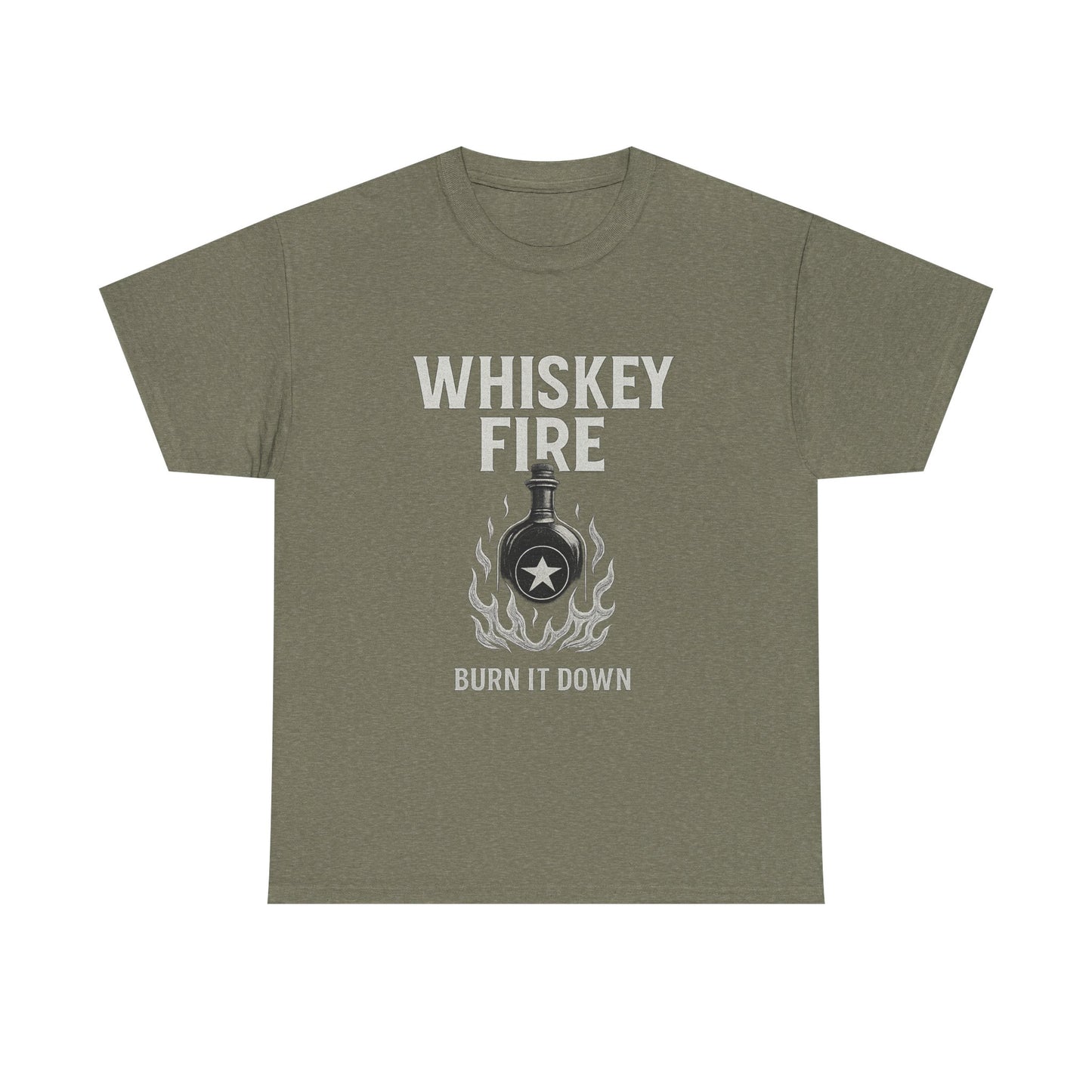WHISKEY FIRE – BURN IT DOWN - Unisex Heavy Cotton Tee