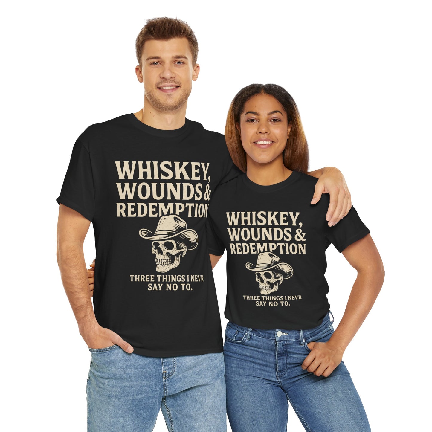 Whiskey, Wounds & Redemption- Unisex Heavy Cotton Tee