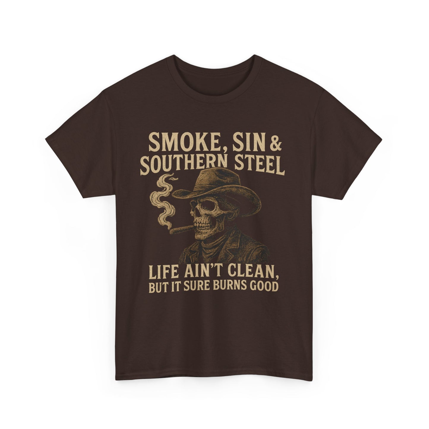SMOKE, SIN & SOUTHERN STEEL - Unisex Heavy Cotton Tee