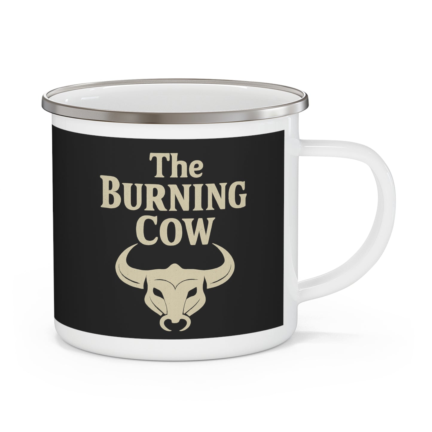 The Burning Cow – Enamel Camping Mug