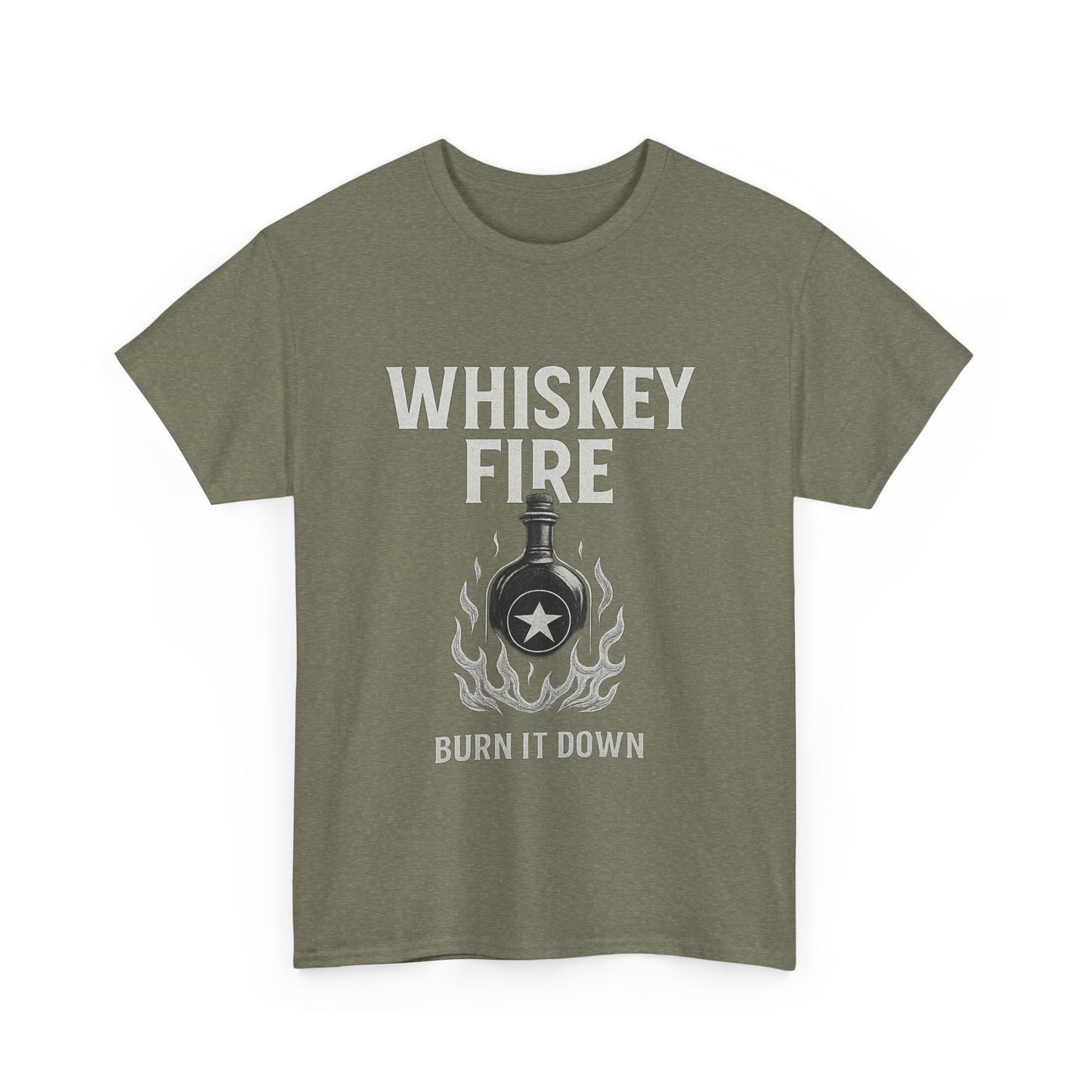 WHISKEY FIRE – BURN IT DOWN - Unisex Heavy Cotton Tee