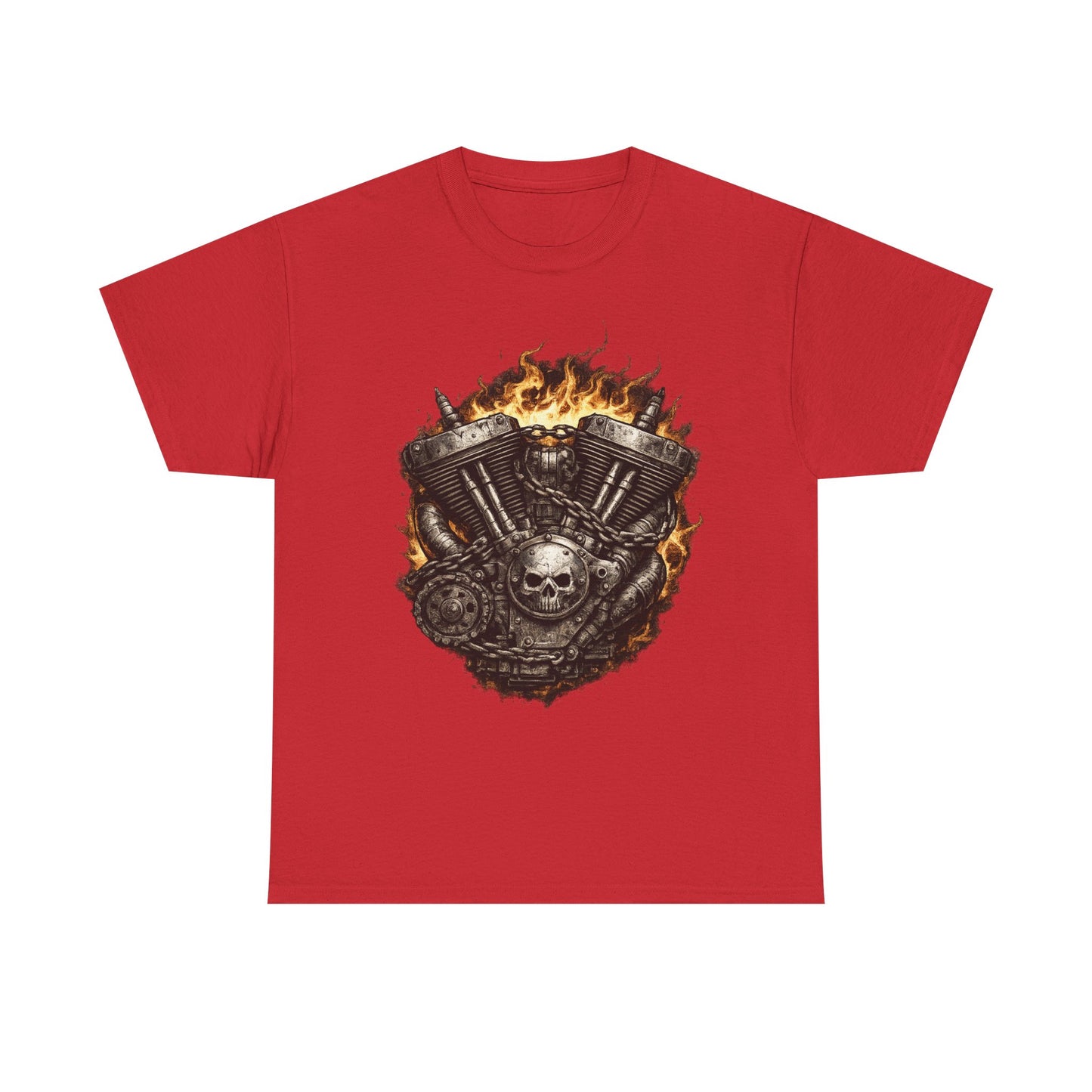 Hellbound Engine T-Shirt | Flaming V-Twin Motorcycle Graphic