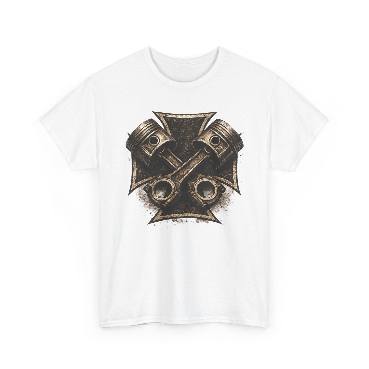 Iron Cross Pistons T-Shirt | Biker Garage Engine Graphic