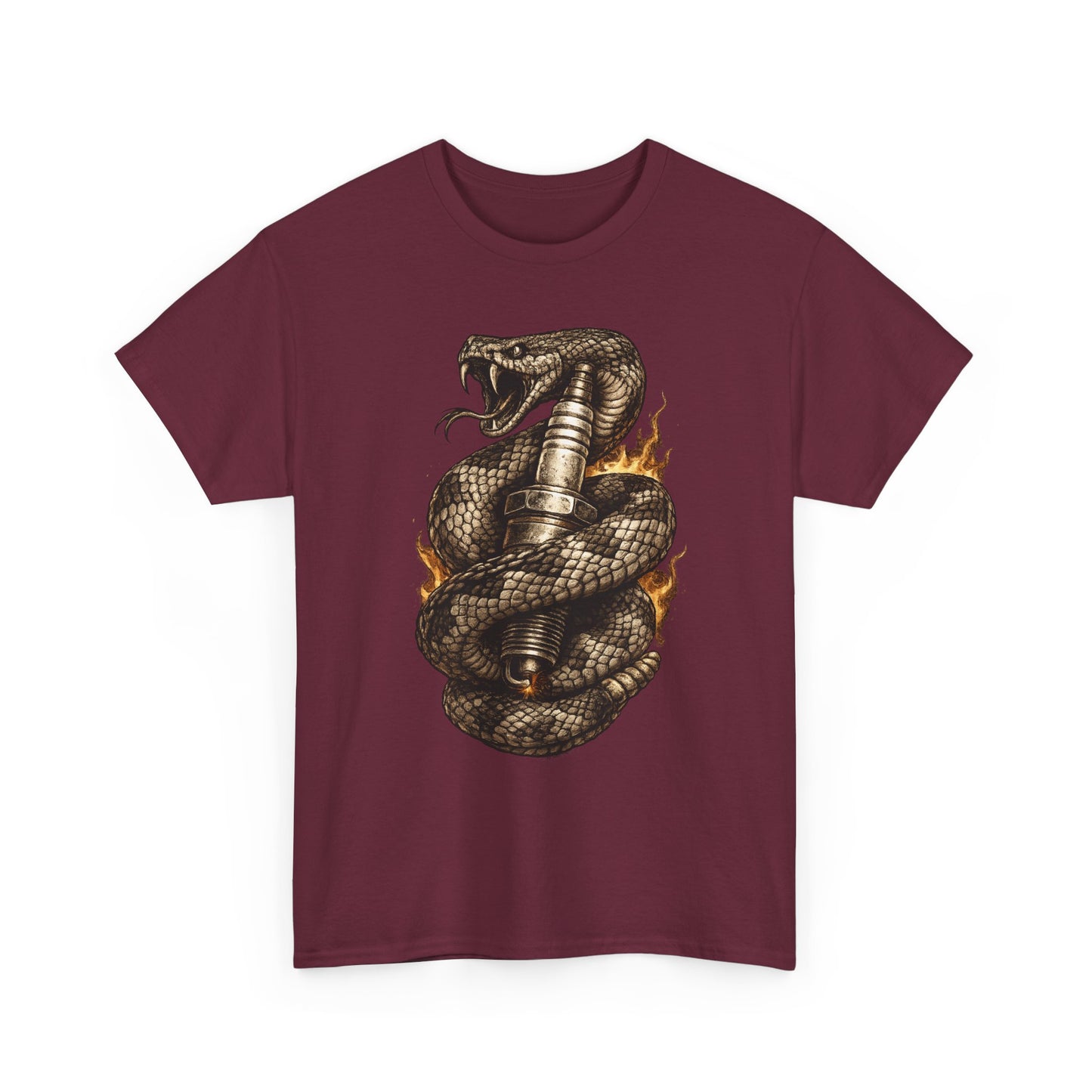 Snake & Spark T-Shirt | Rattlesnake and Spark Plug Graphic
