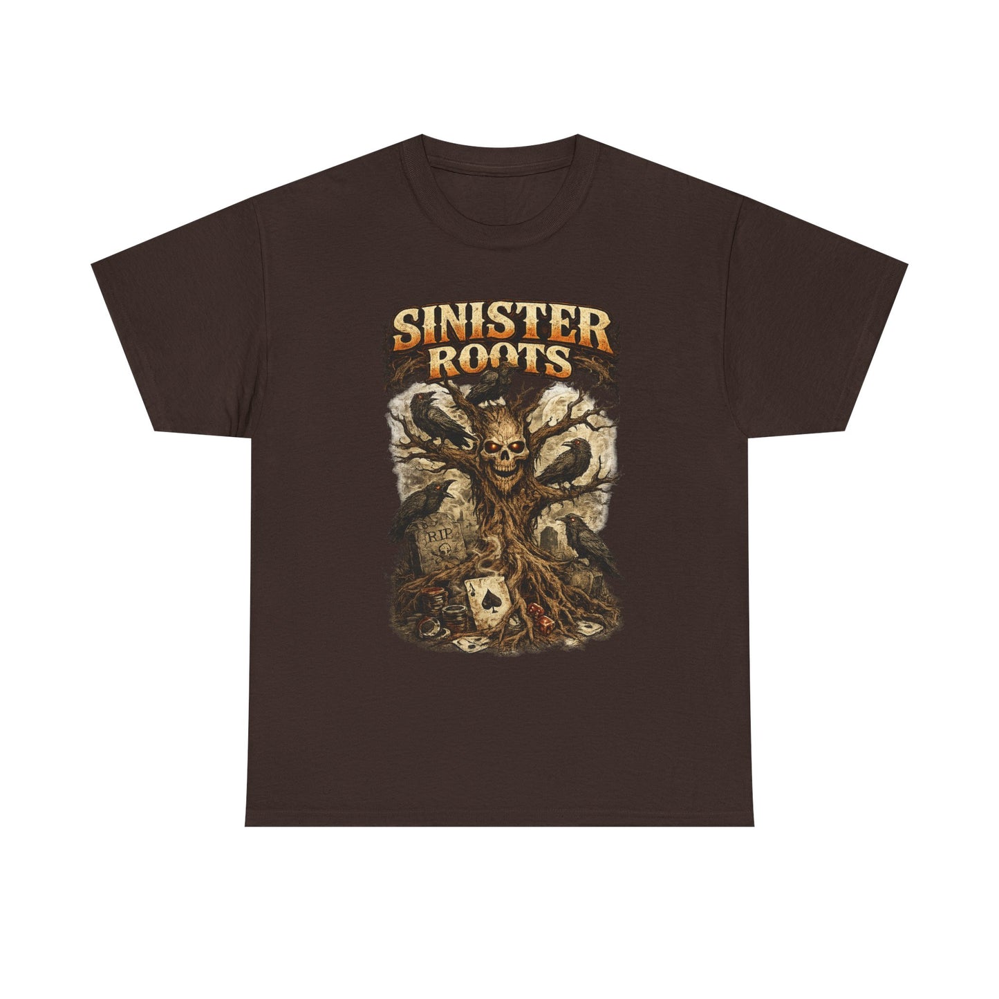 Sinister Roots T-Shirt | Gothic Skull Tree Graphic Design