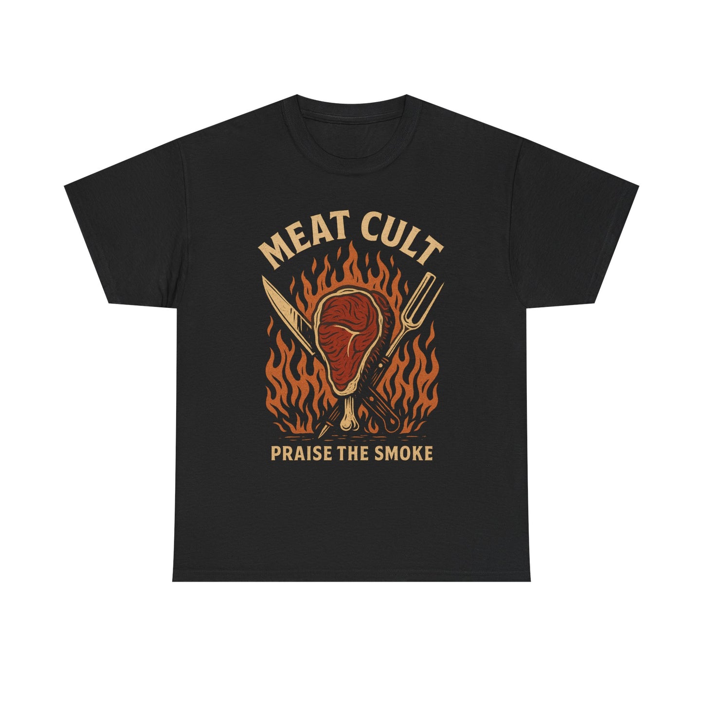 Meat Cult – Praise the Smoke | Outlaw BBQ T-Shirt