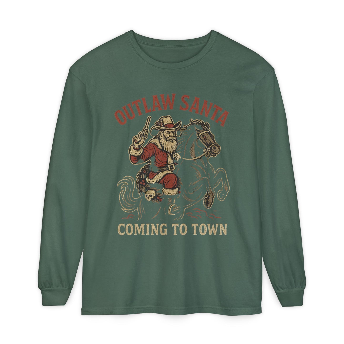 Silent Night in Outlaw Heaven – Western Christmas Long Sleeve Tee