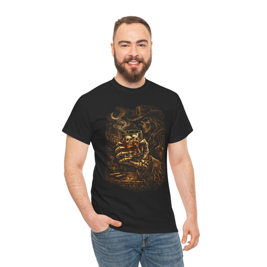 Skull Collector T-Shirt | Dark Western Skeleton Whiskey Design