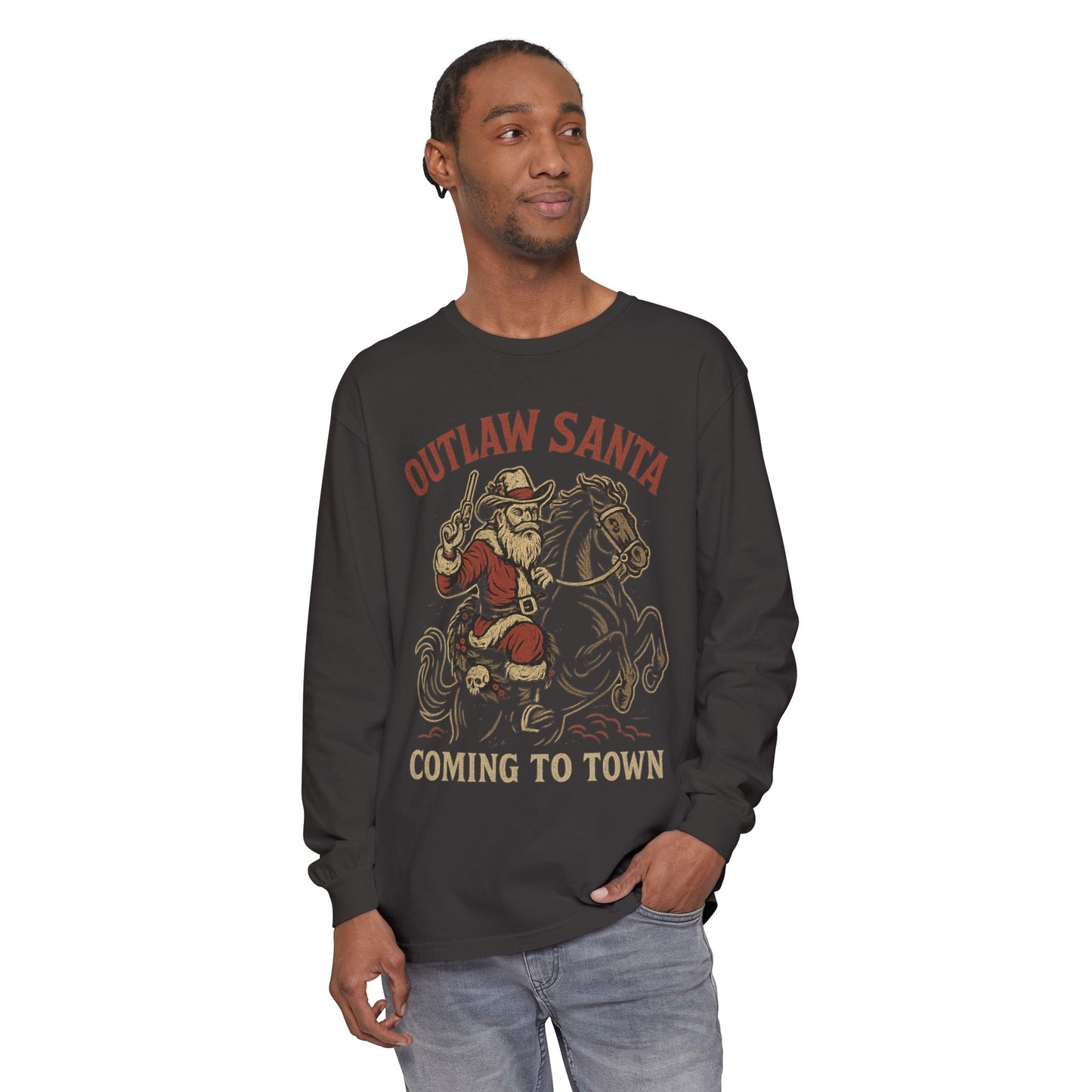 Silent Night in Outlaw Heaven – Western Christmas Long Sleeve Tee