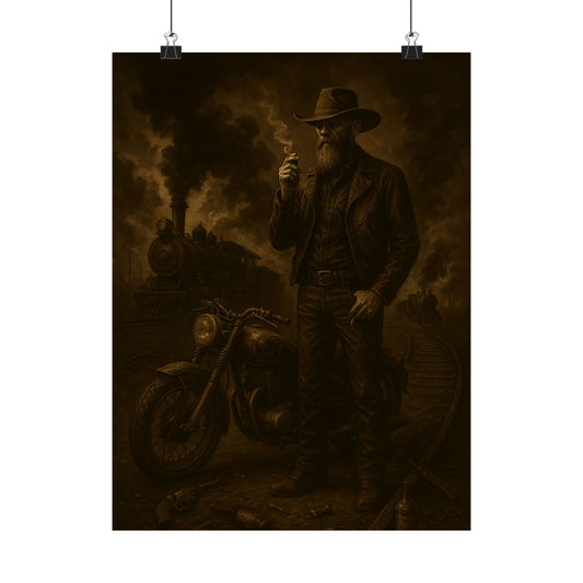 Vintage Motorcycle – Hollow Roads Matte Poster