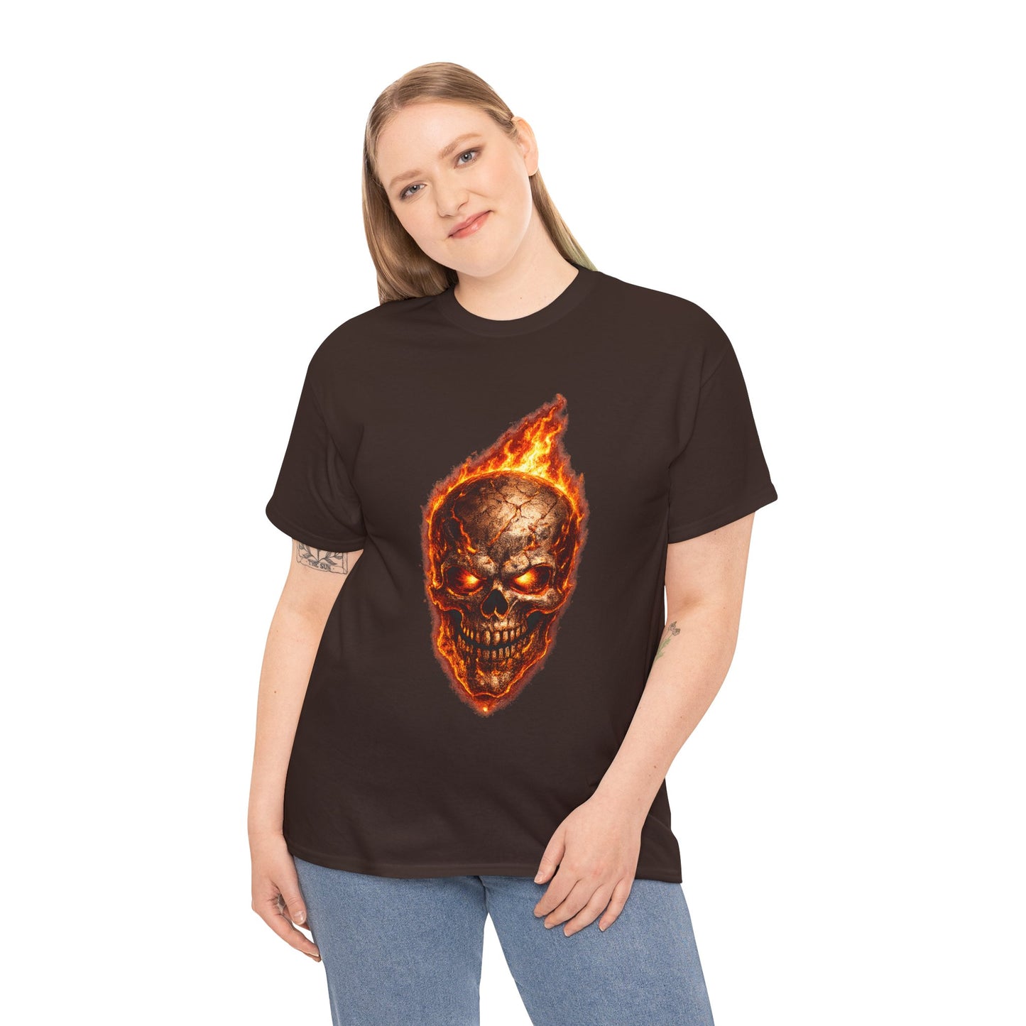 Forge Skull T-Shirt | Molten Skull Fire Metal Graphic