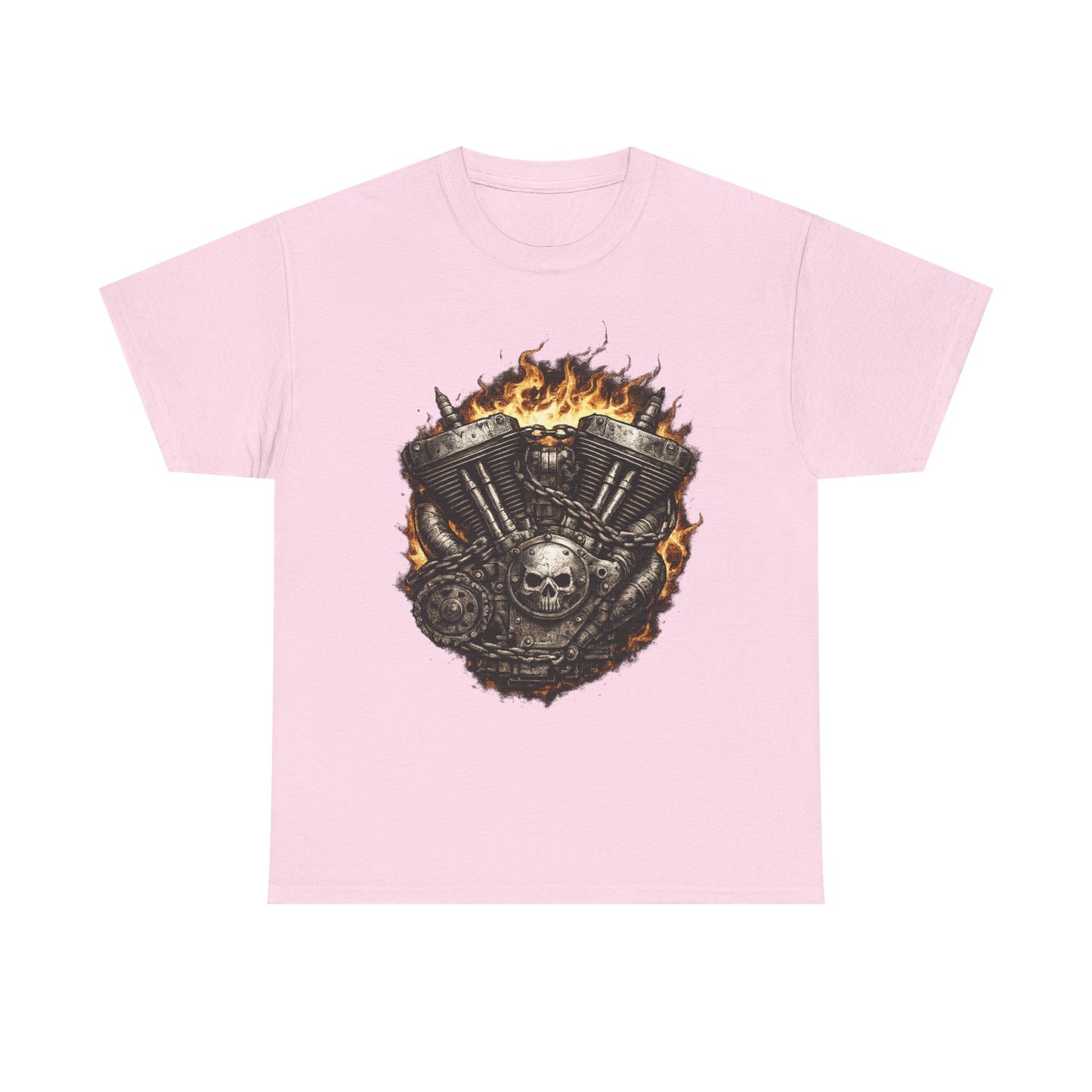Hellbound Engine T-Shirt | Flaming V-Twin Motorcycle Graphic