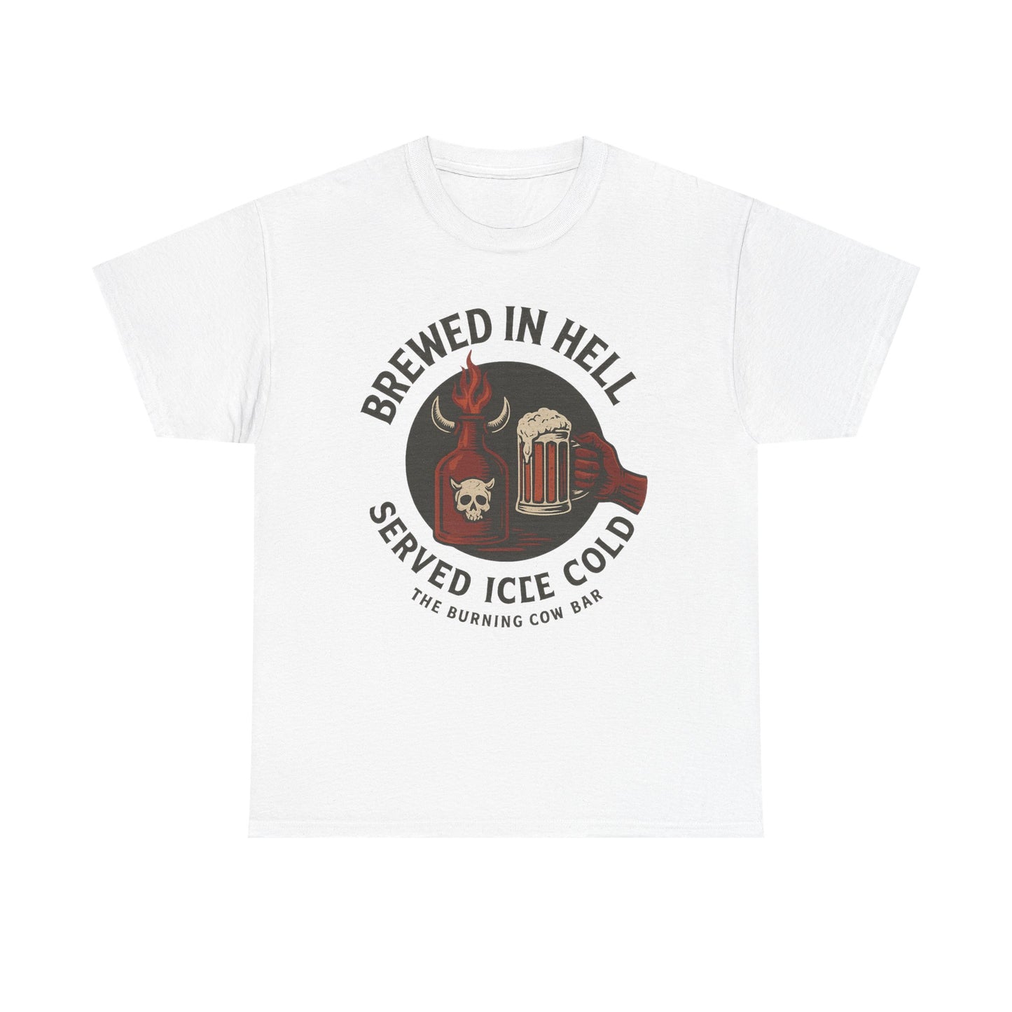 🔥🍺 Brewed in Hell – Served Ice Cold- Unisex Heavy Cotton Tee