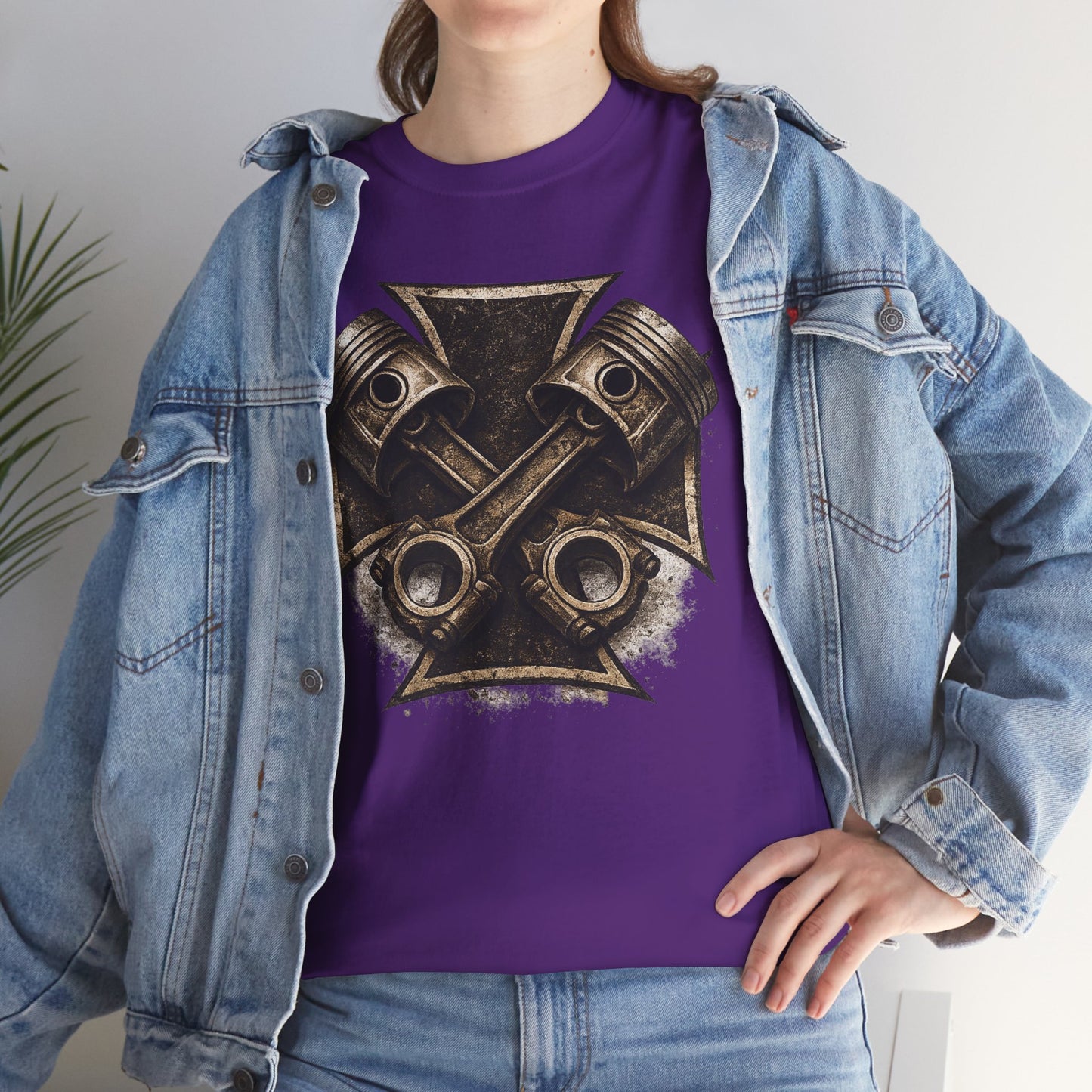 Iron Cross Pistons T-Shirt | Biker Garage Engine Graphic
