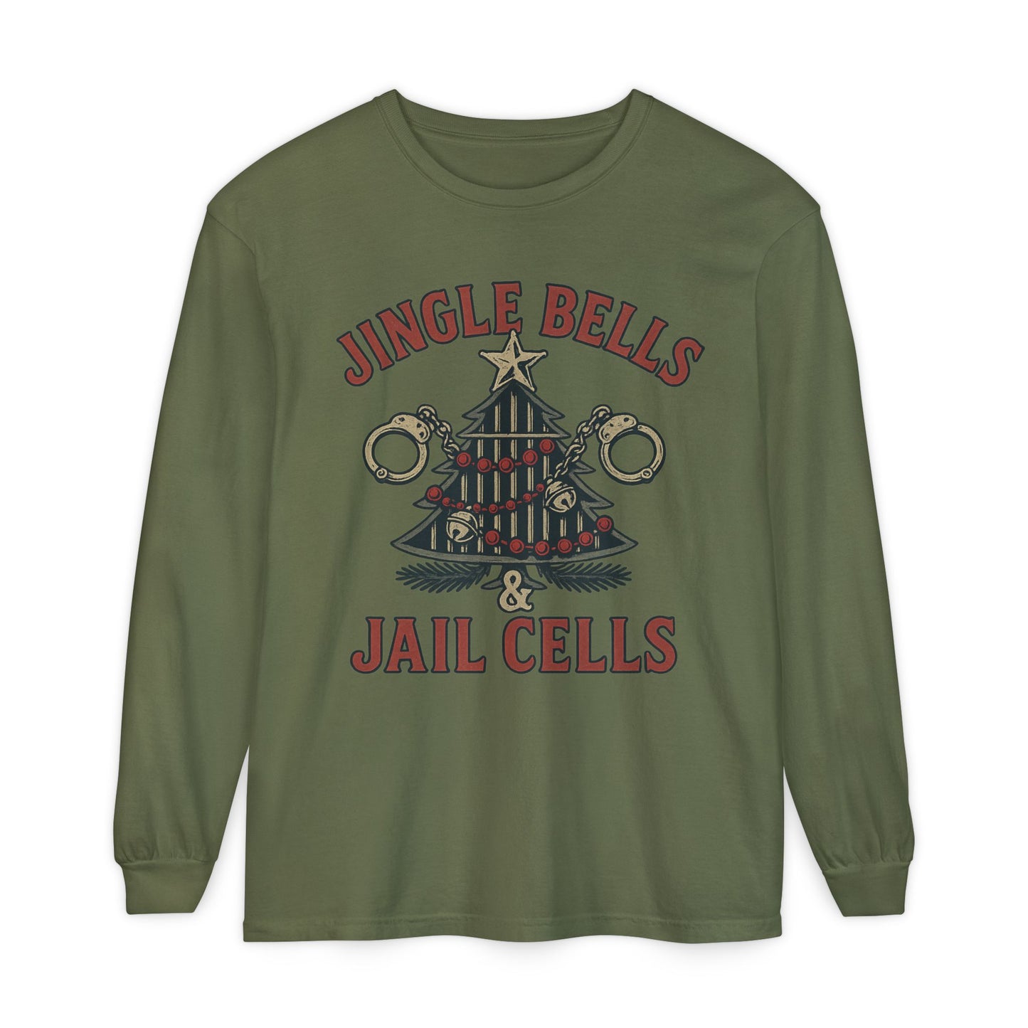 Jingle Bells & Jail Cells – Outlaw Christmas Long Sleeve Shirt