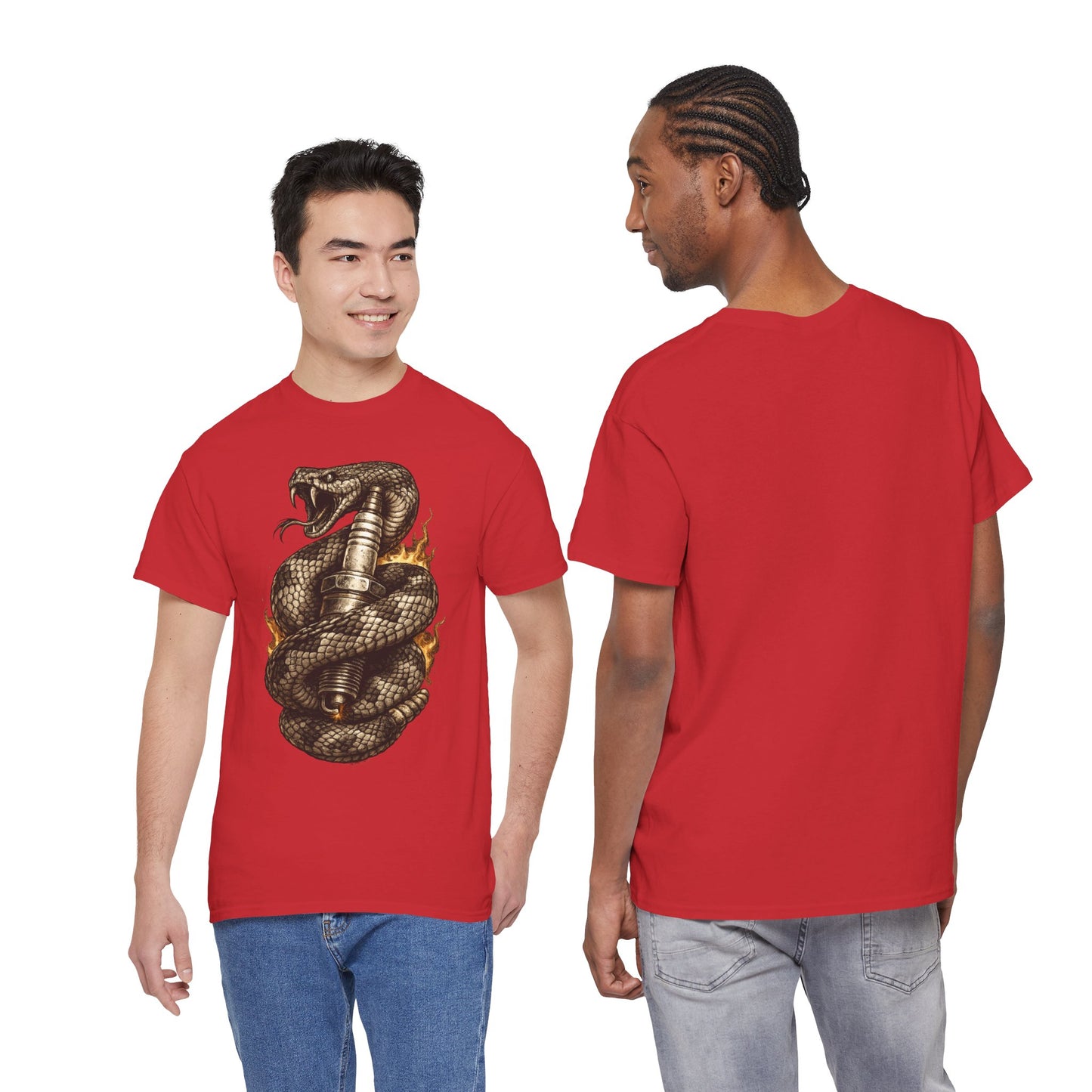 Snake & Spark T-Shirt | Rattlesnake and Spark Plug Graphic