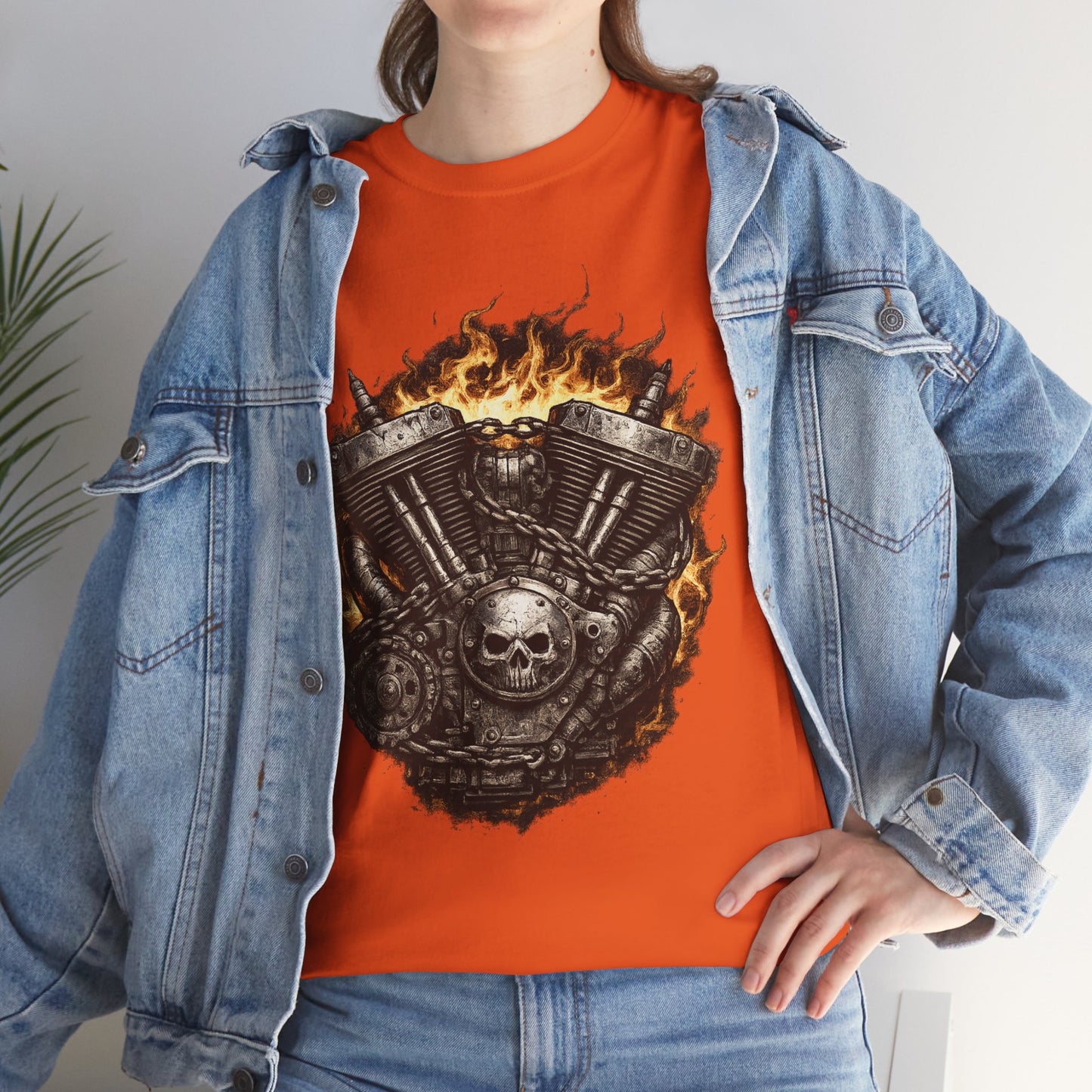 Hellbound Engine T-Shirt | Flaming V-Twin Motorcycle Graphic