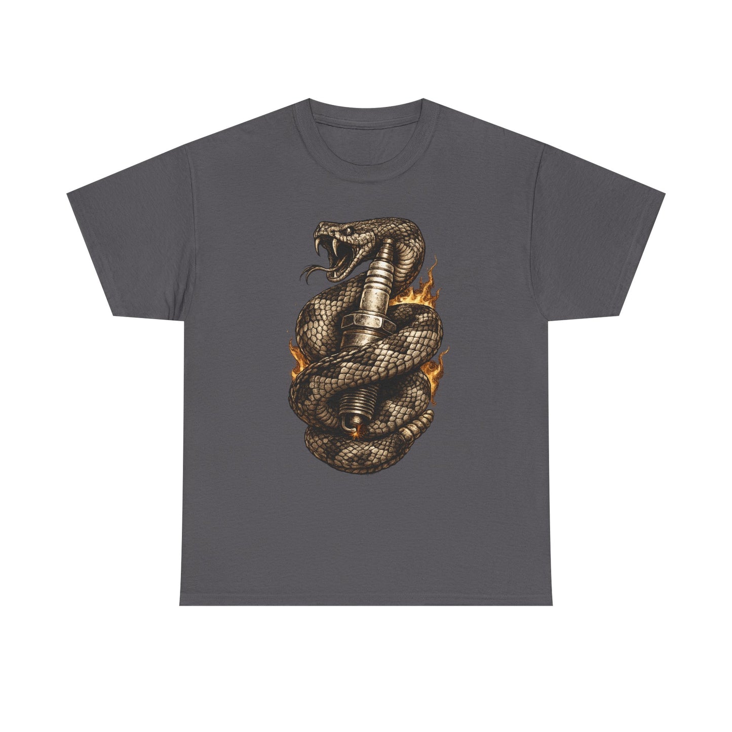 Snake & Spark T-Shirt | Rattlesnake and Spark Plug Graphic