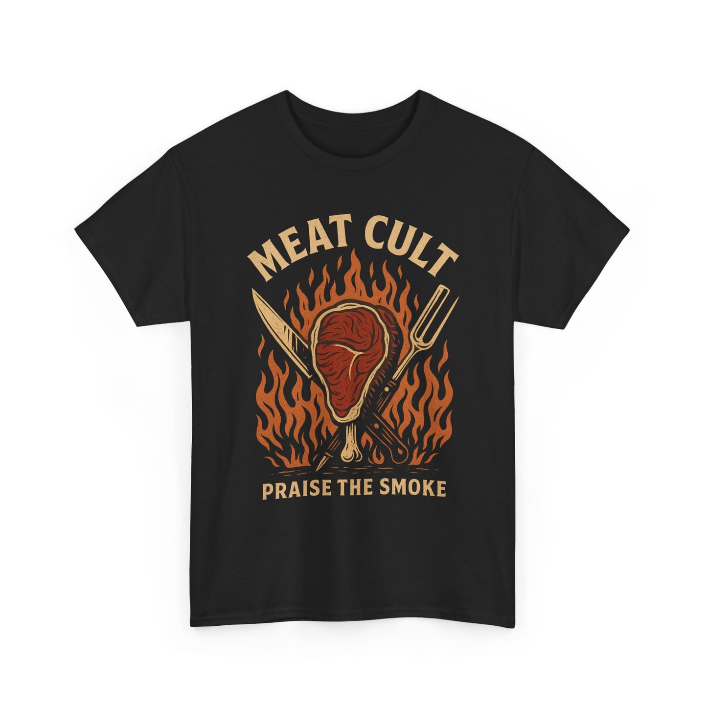 Meat Cult – Praise the Smoke | Outlaw BBQ T-Shirt