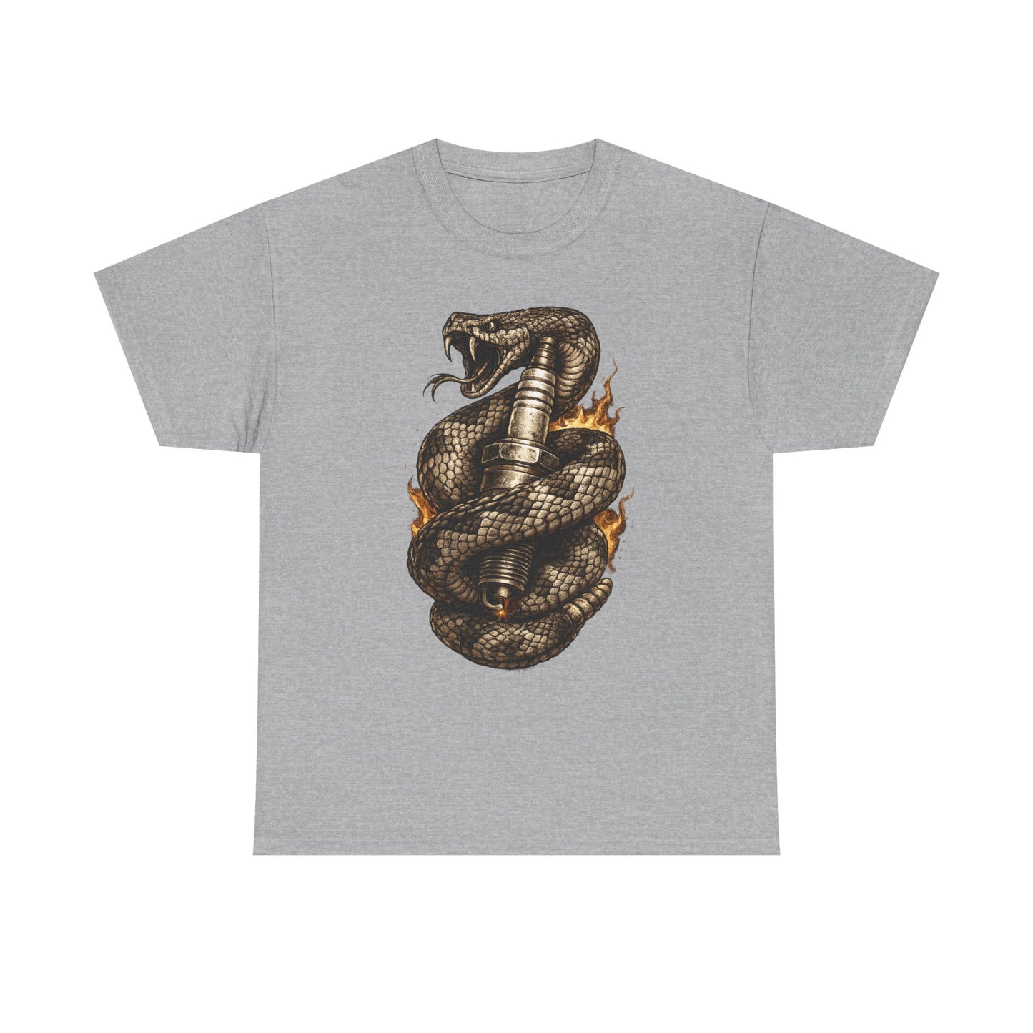Snake & Spark T-Shirt | Rattlesnake and Spark Plug Graphic