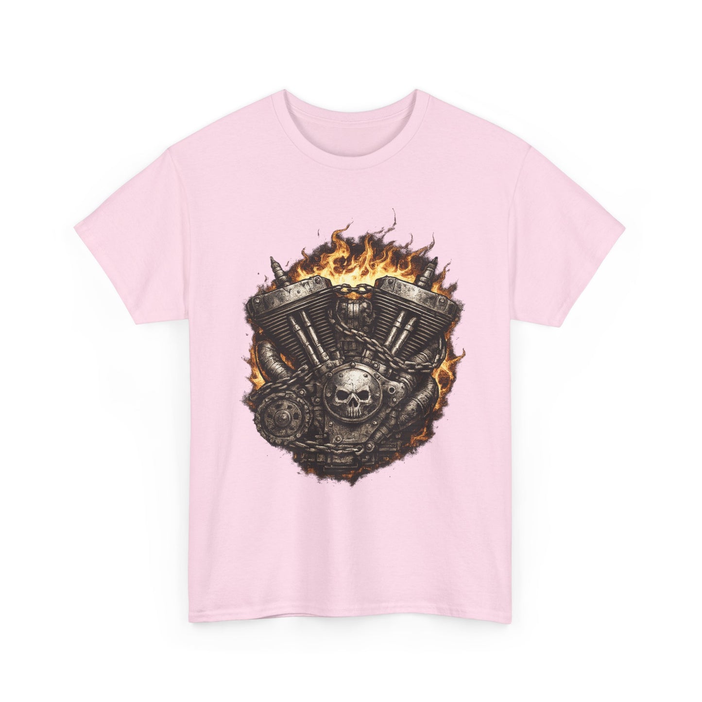 Hellbound Engine T-Shirt | Flaming V-Twin Motorcycle Graphic