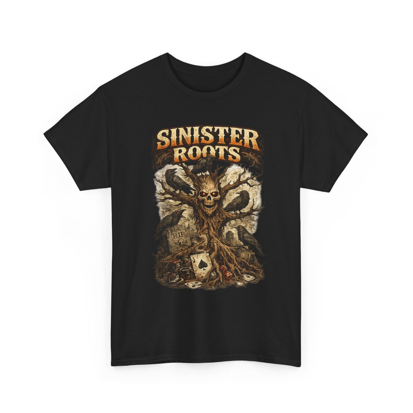 Sinister Roots T-Shirt | Gothic Skull Tree Graphic Design