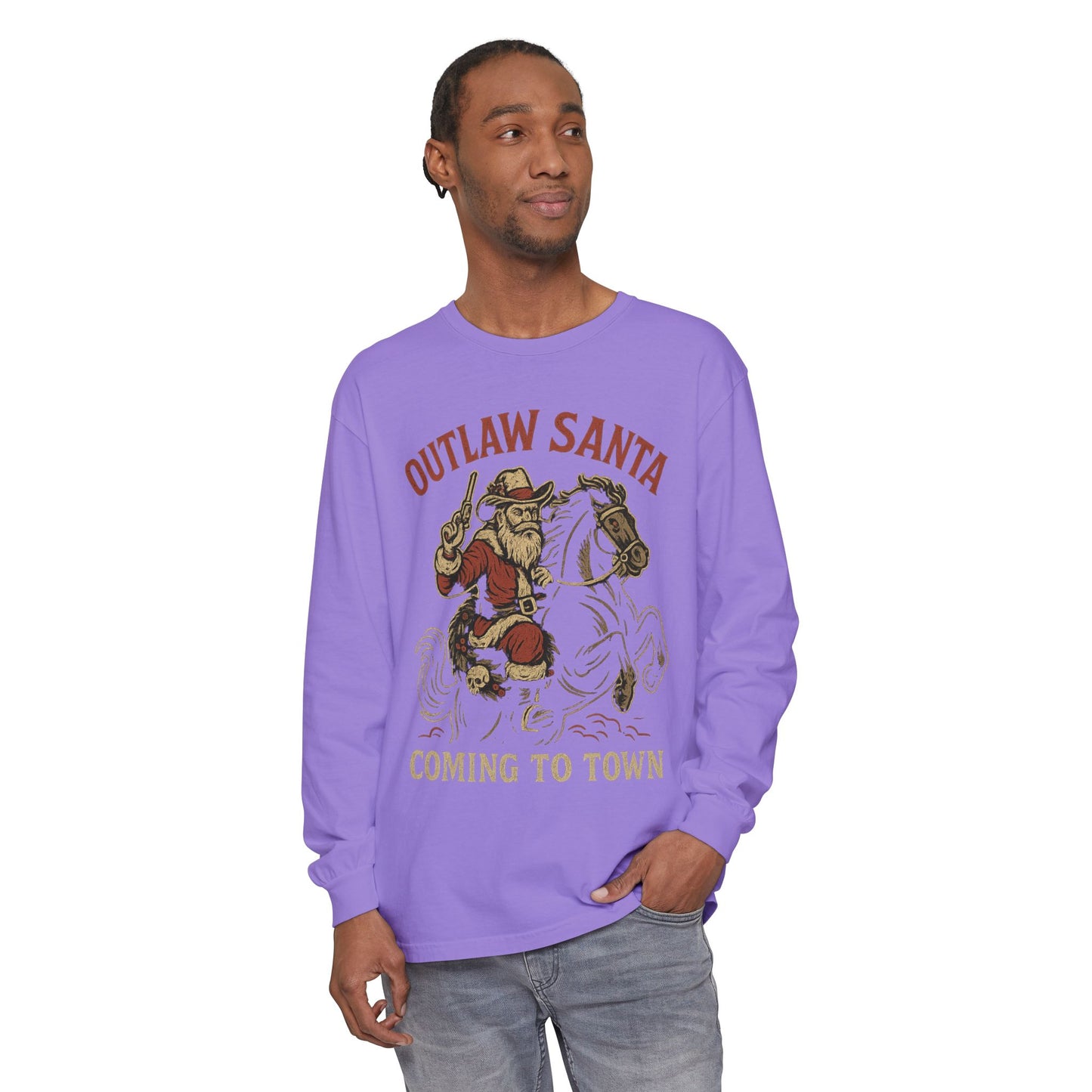 Silent Night in Outlaw Heaven – Western Christmas Long Sleeve Tee