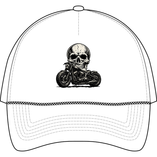 Skull Motorcycle Trucker Cap — Biker Skull Foam Mesh-Back Hat