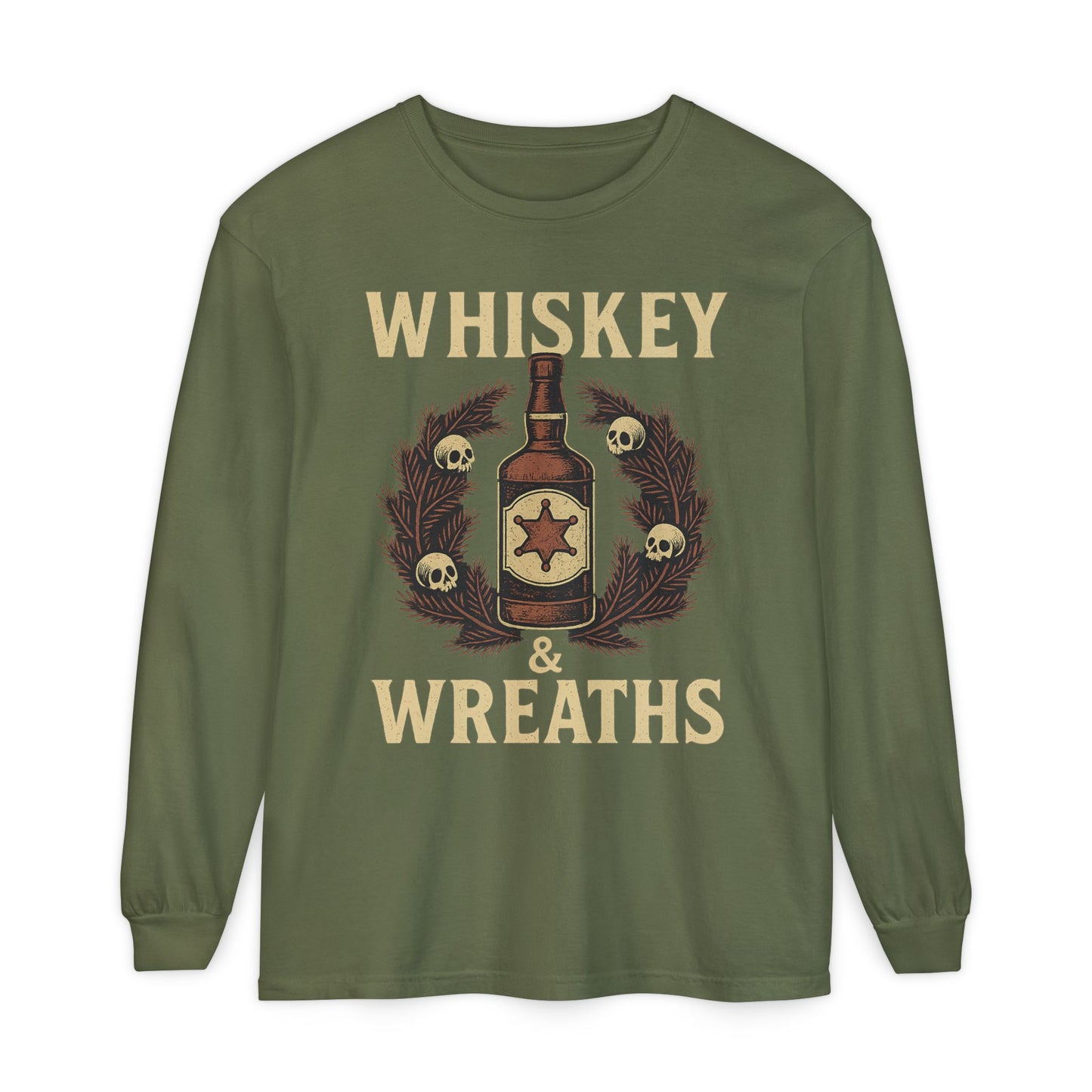 Whiskey & Wreaths – Outlaw Christmas Long Sleeve Tee