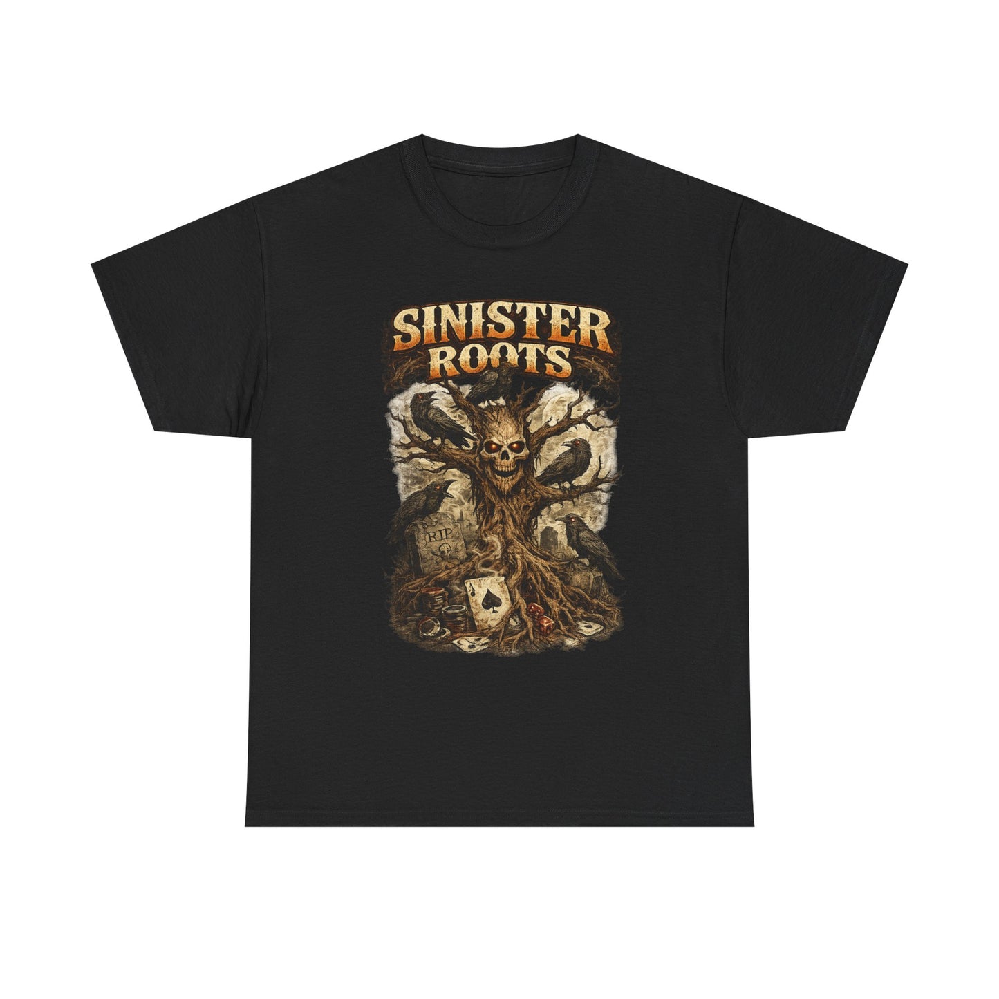 Sinister Roots T-Shirt | Gothic Skull Tree Graphic Design