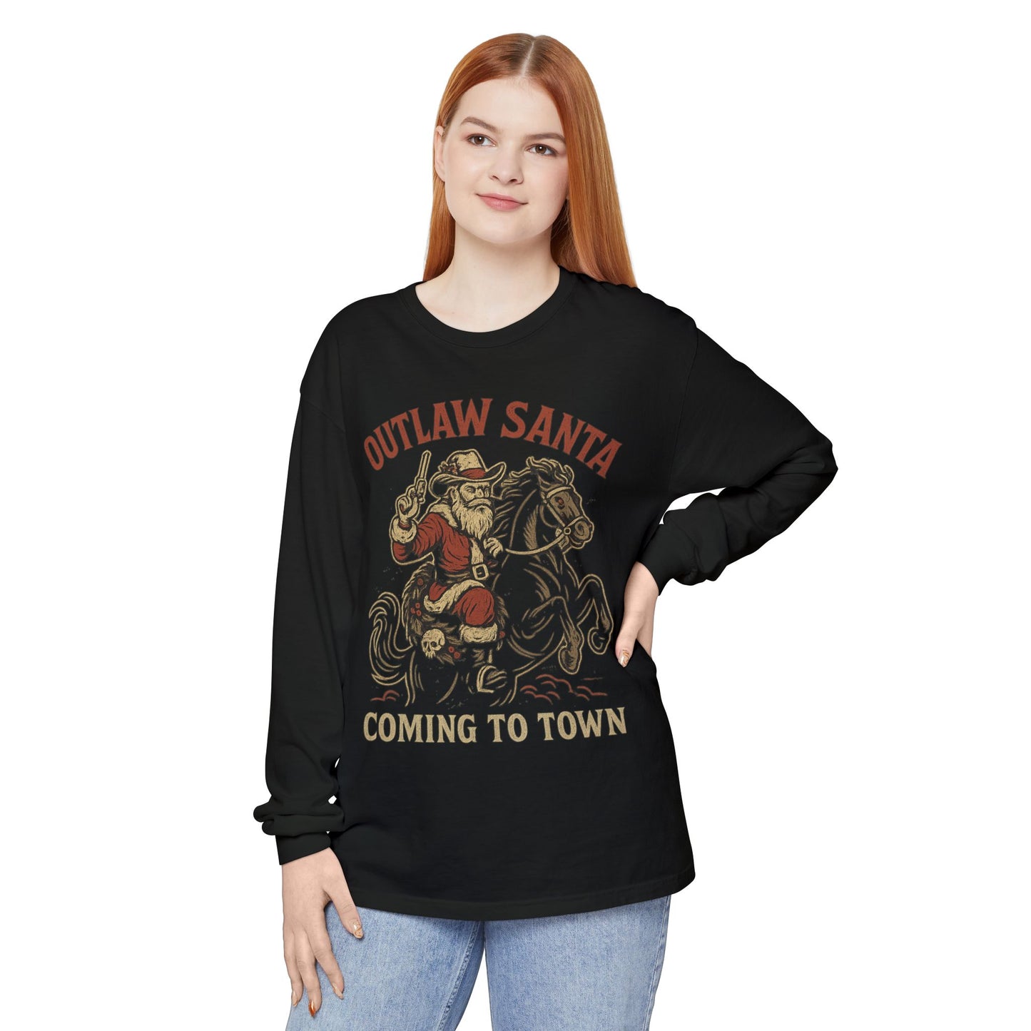 Silent Night in Outlaw Heaven – Western Christmas Long Sleeve Tee