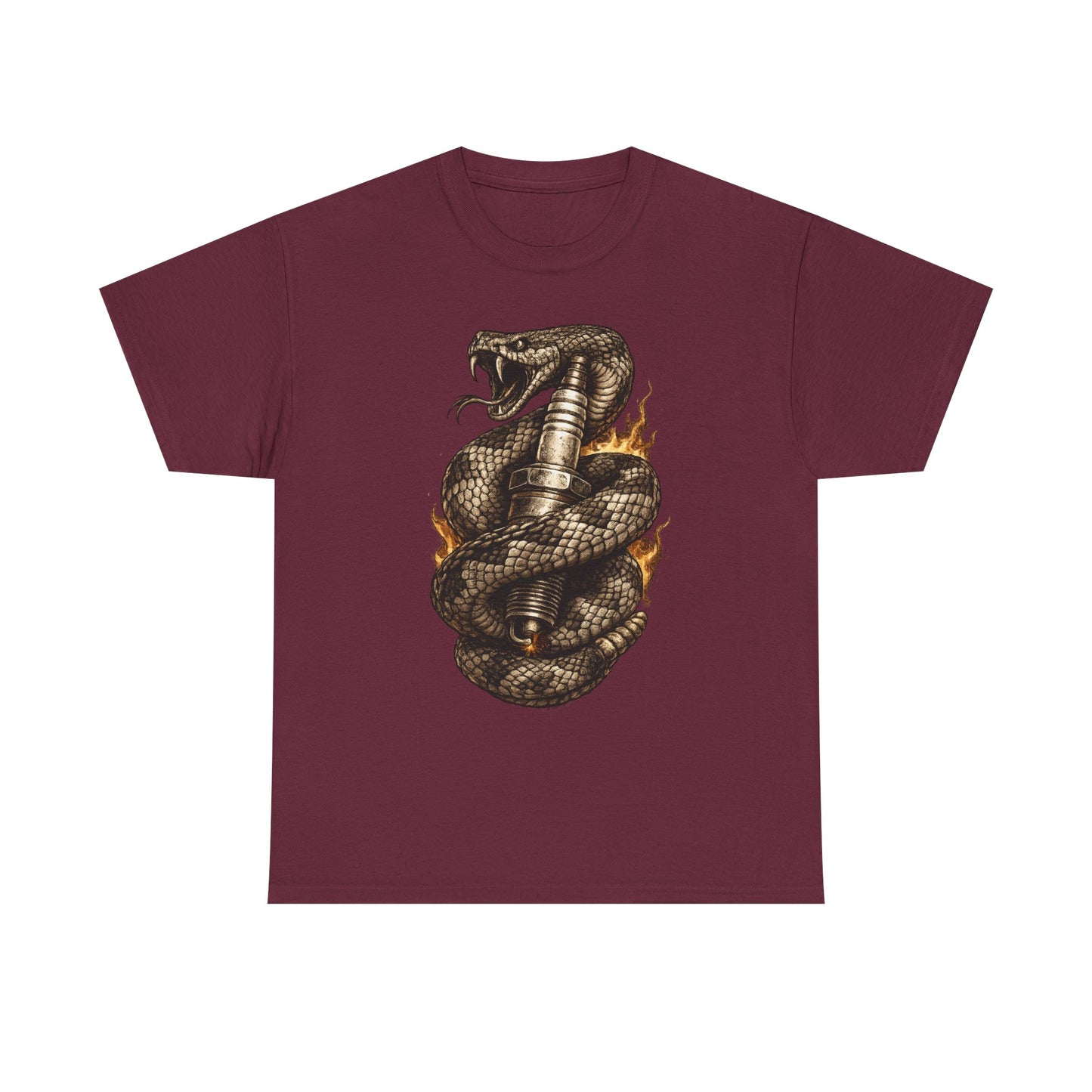 Snake & Spark T-Shirt | Rattlesnake and Spark Plug Graphic
