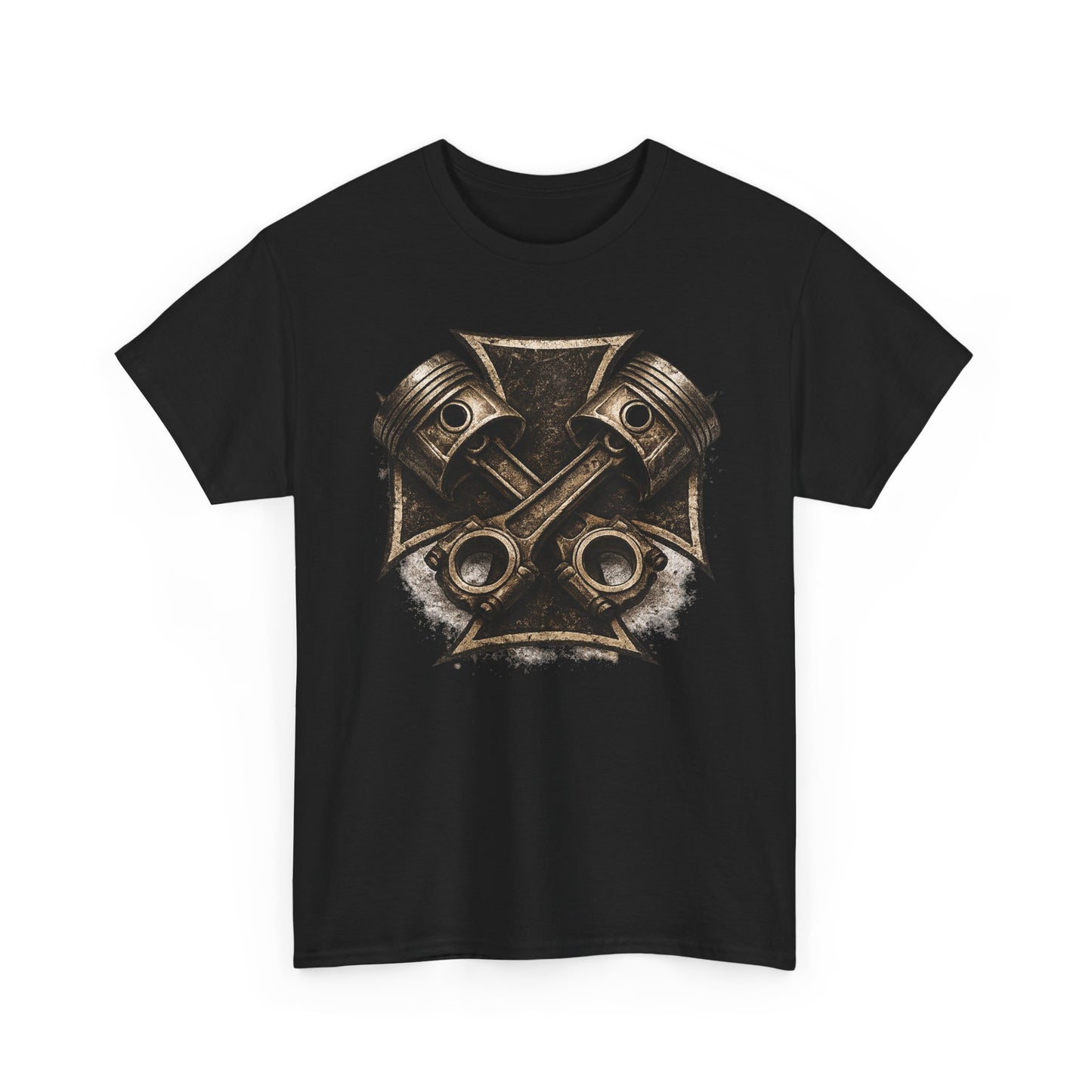 Iron Cross Pistons T-Shirt | Biker Garage Engine Graphic