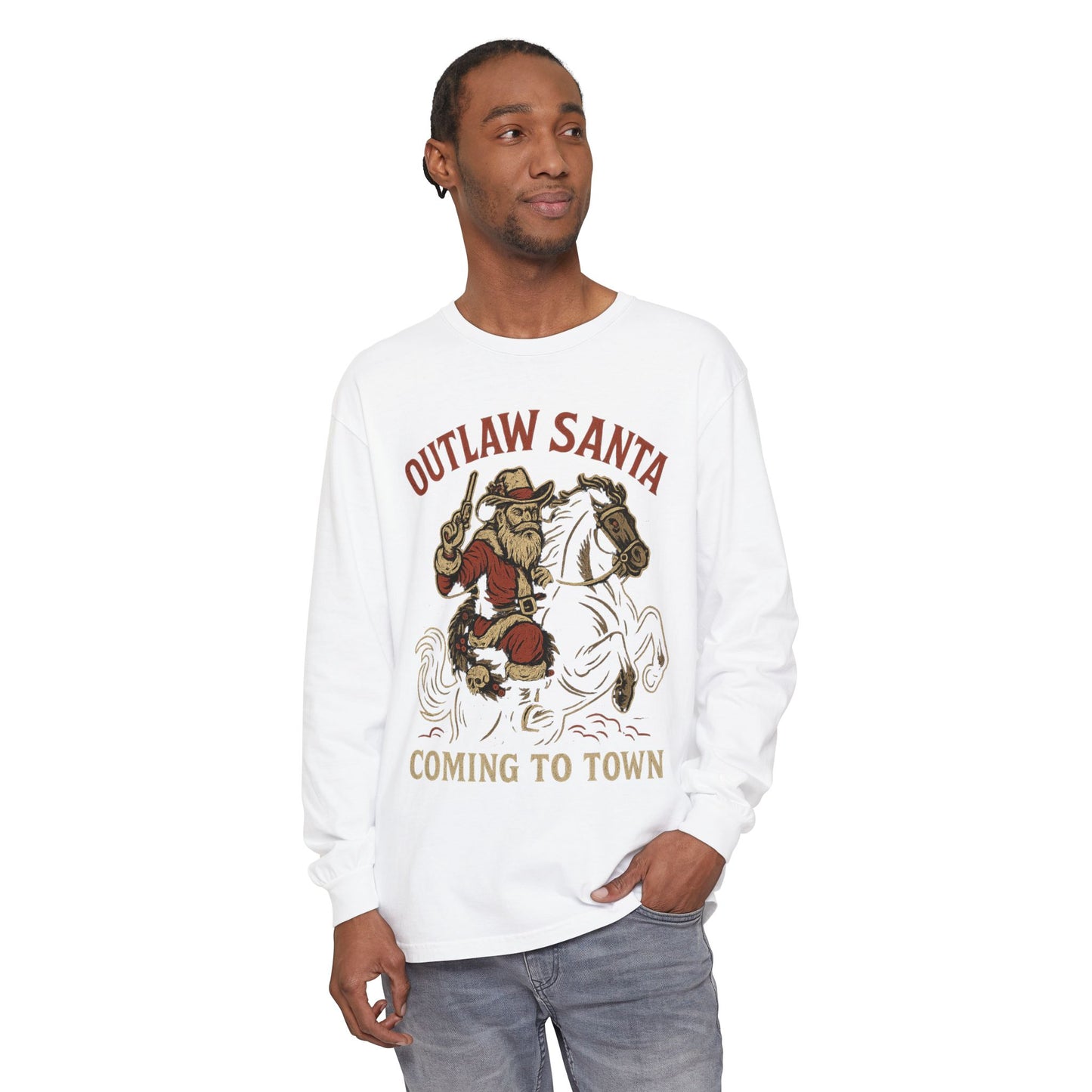 Silent Night in Outlaw Heaven – Western Christmas Long Sleeve Tee