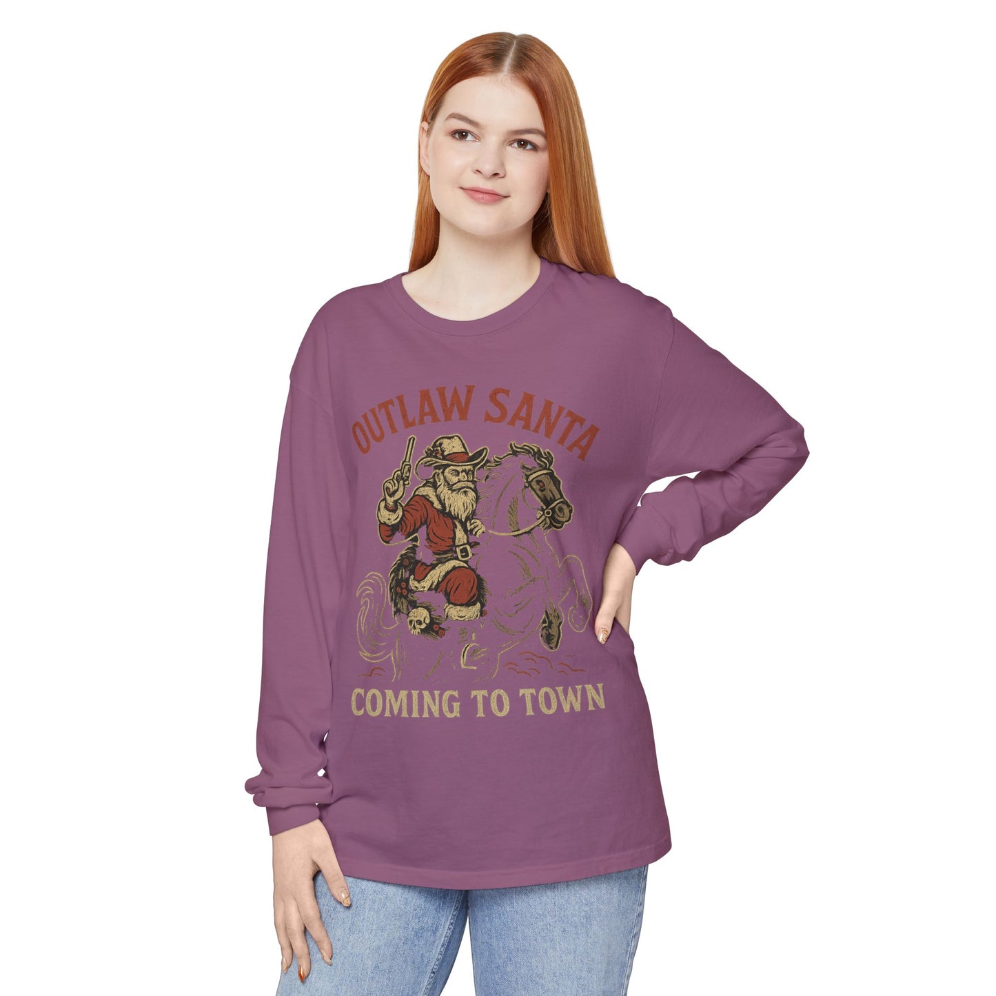 Silent Night in Outlaw Heaven – Western Christmas Long Sleeve Tee