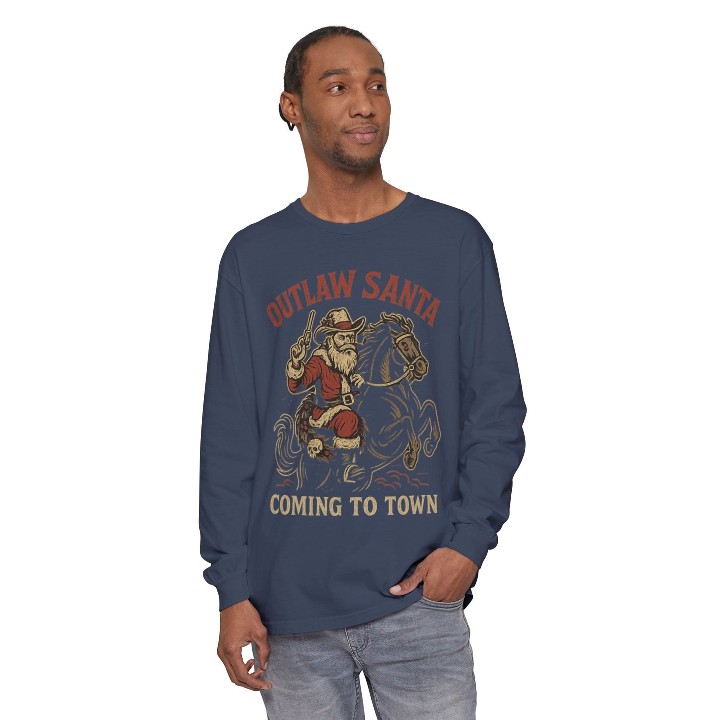 Silent Night in Outlaw Heaven – Western Christmas Long Sleeve Tee