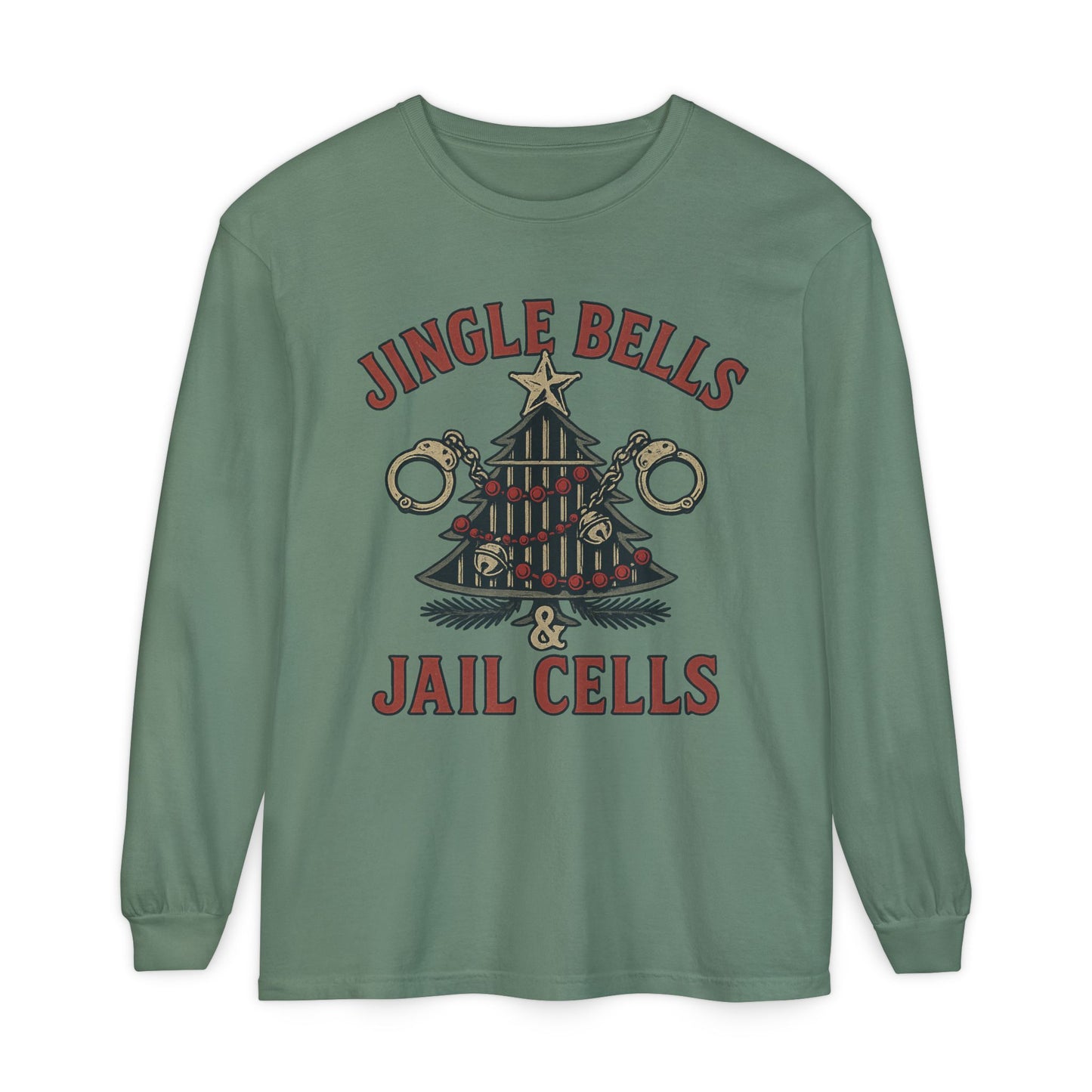 Jingle Bells & Jail Cells – Outlaw Christmas Long Sleeve Shirt