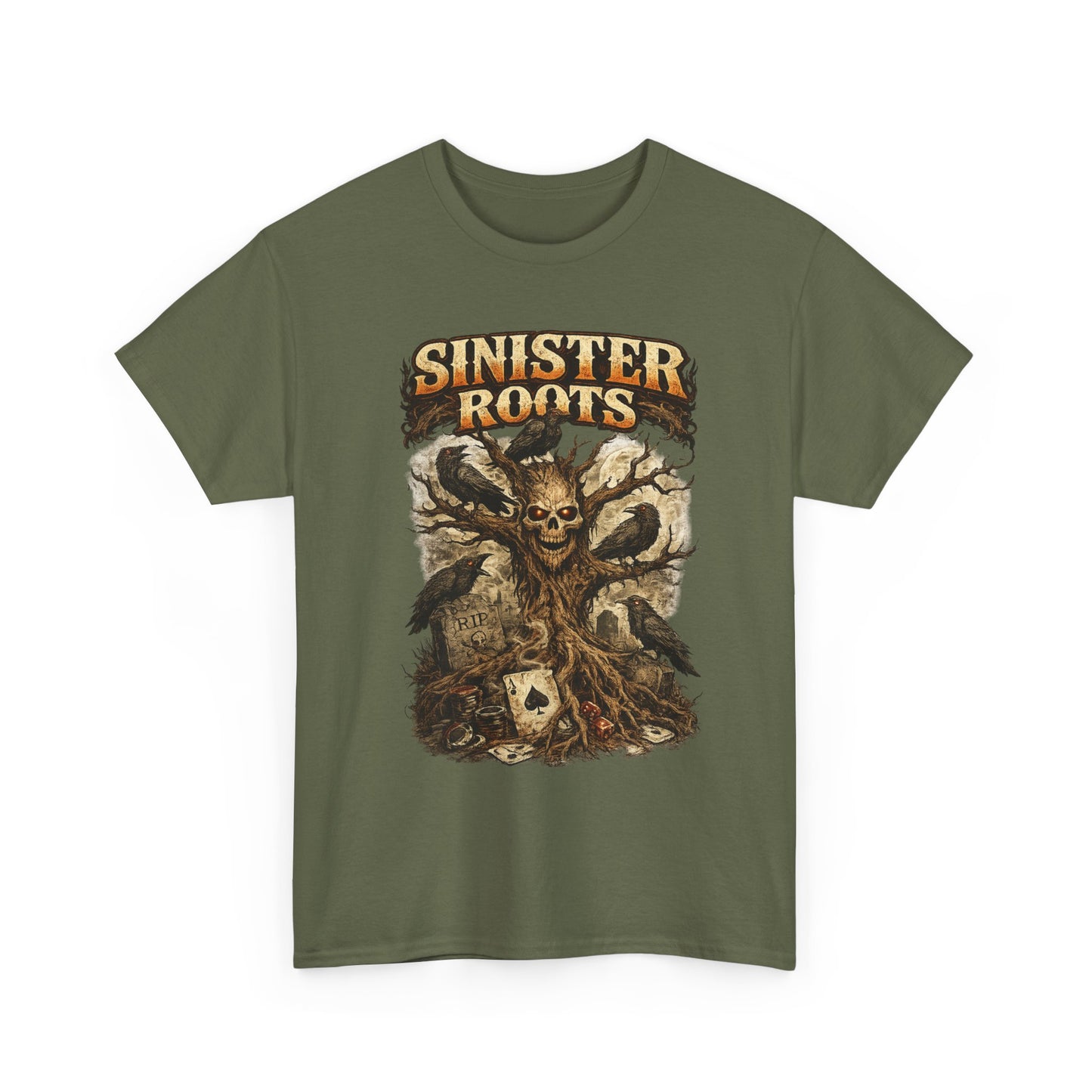 Sinister Roots T-Shirt | Gothic Skull Tree Graphic Design