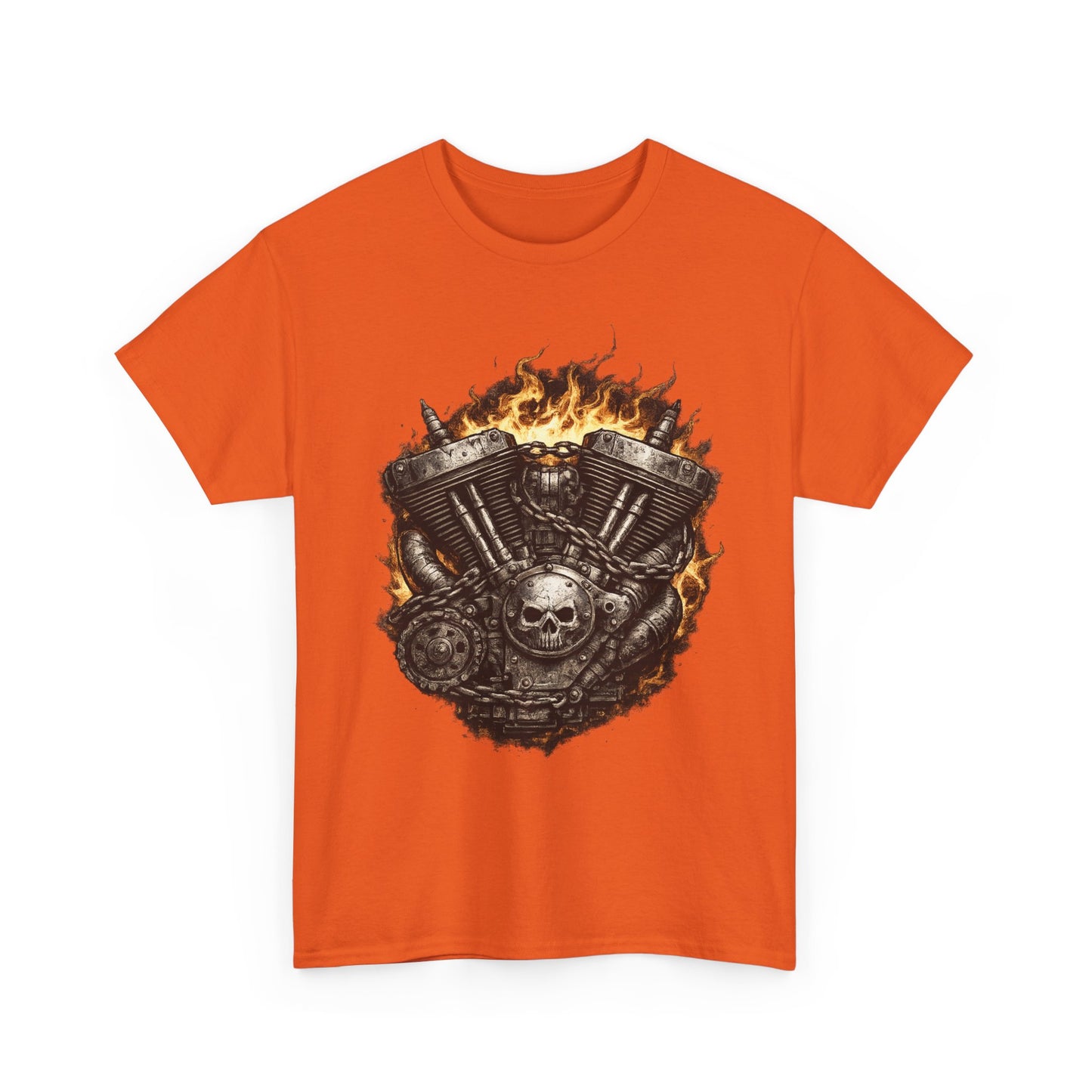 Hellbound Engine T-Shirt | Flaming V-Twin Motorcycle Graphic
