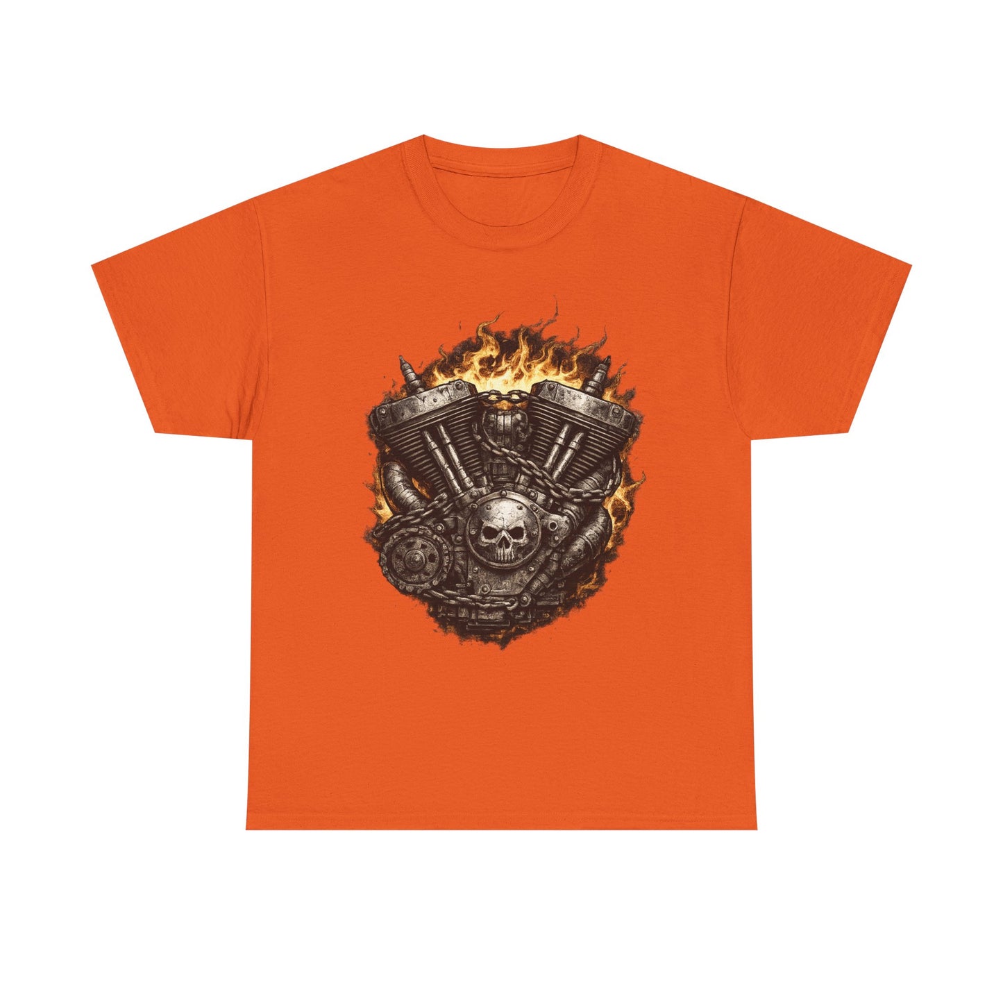 Hellbound Engine T-Shirt | Flaming V-Twin Motorcycle Graphic
