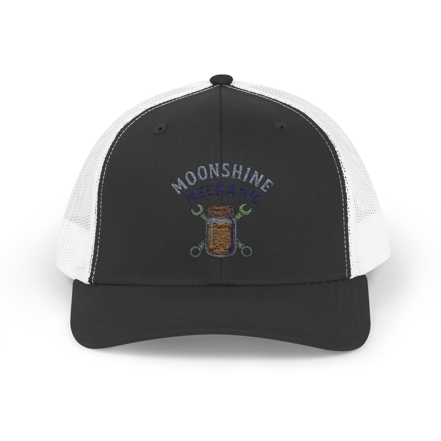 Moonshine Mechanic Trucker Cap – Fixing Problems One Jar at a Time