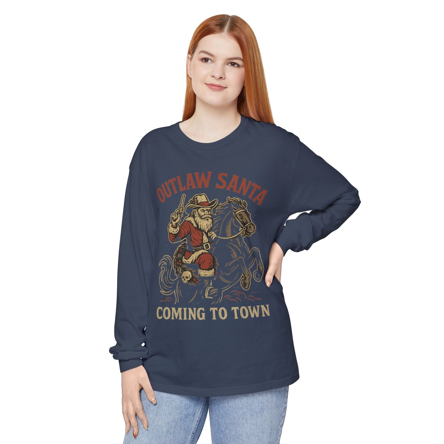 Silent Night in Outlaw Heaven – Western Christmas Long Sleeve Tee