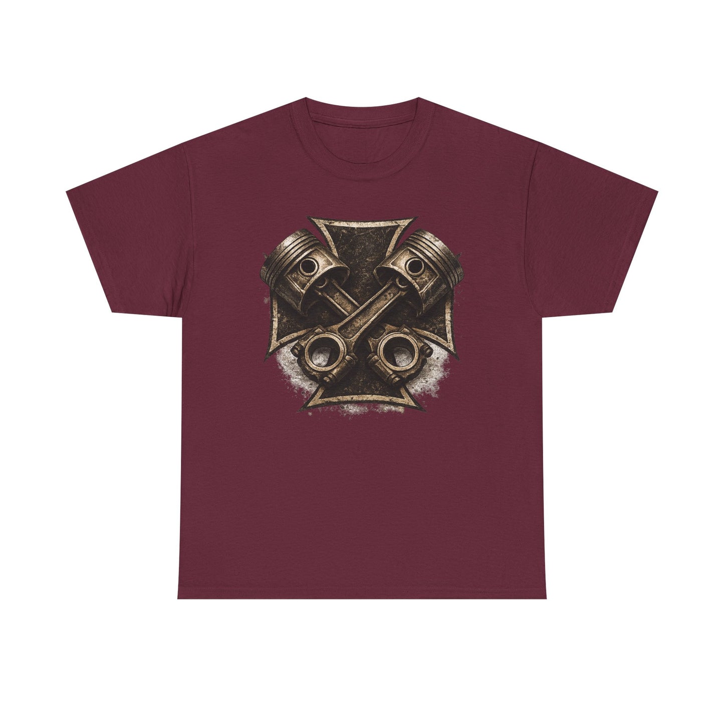 Iron Cross Pistons T-Shirt | Biker Garage Engine Graphic