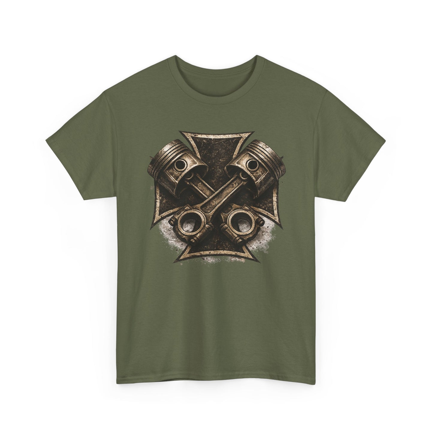 Iron Cross Pistons T-Shirt | Biker Garage Engine Graphic