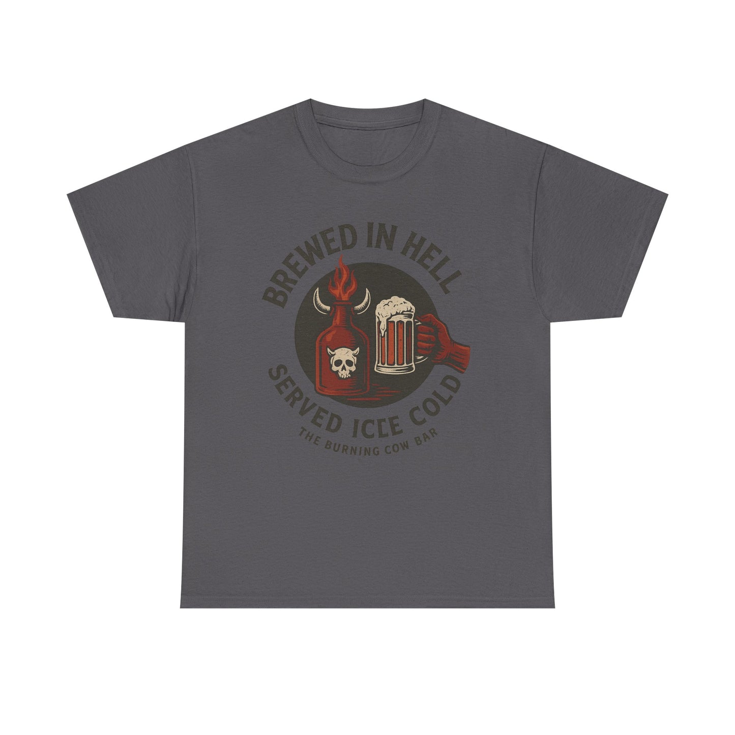 🔥🍺 Brewed in Hell – Served Ice Cold- Unisex Heavy Cotton Tee
