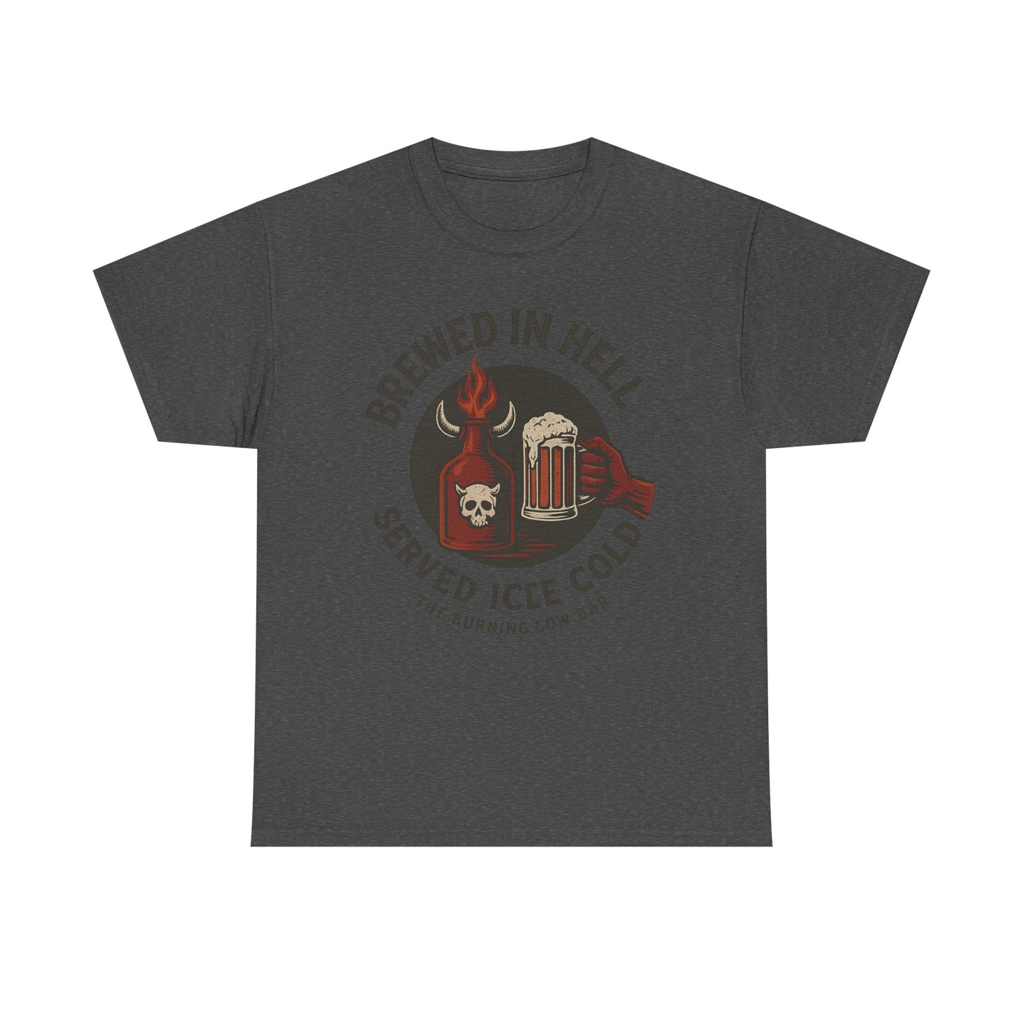 🔥🍺 Brewed in Hell – Served Ice Cold- Unisex Heavy Cotton Tee