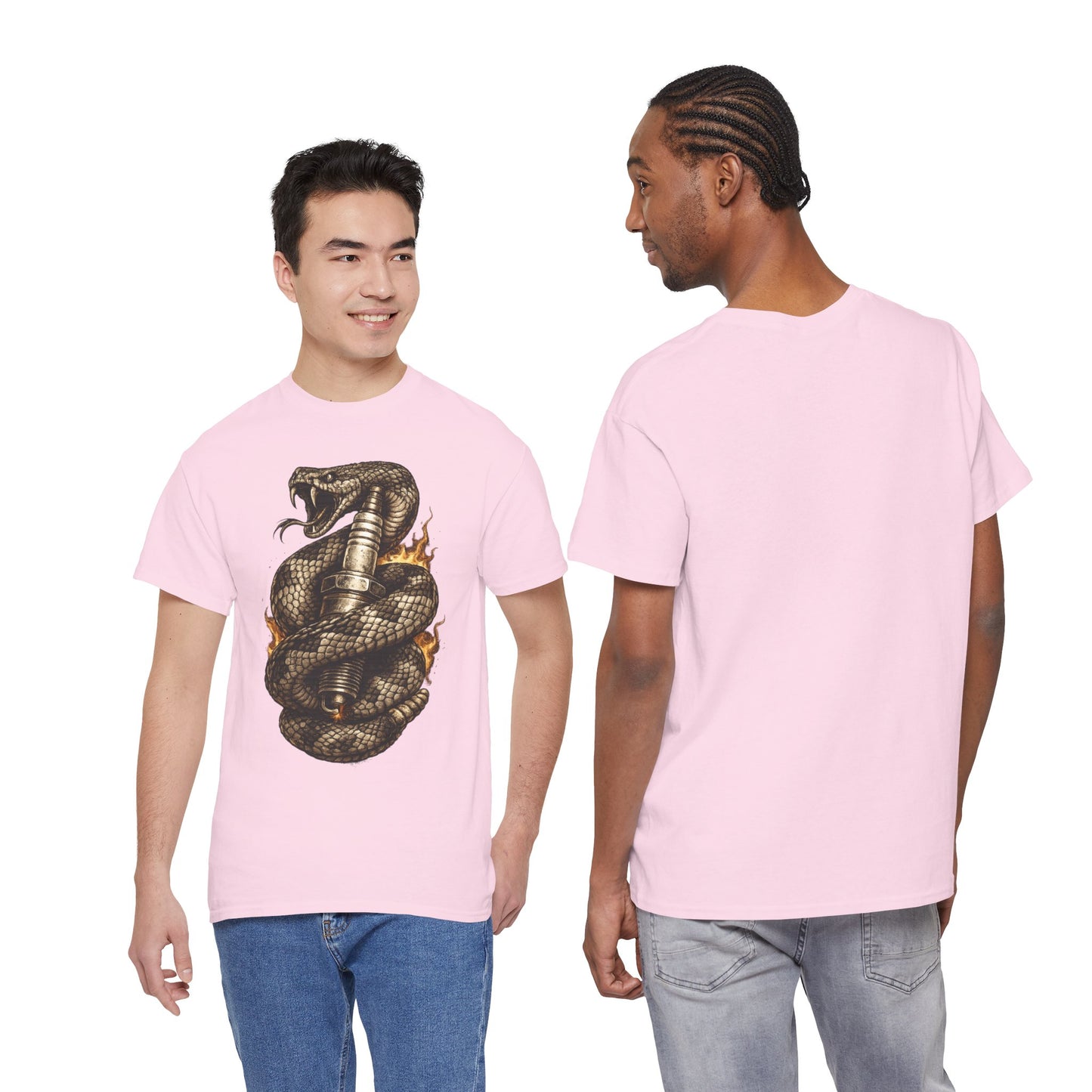 Snake & Spark T-Shirt | Rattlesnake and Spark Plug Graphic