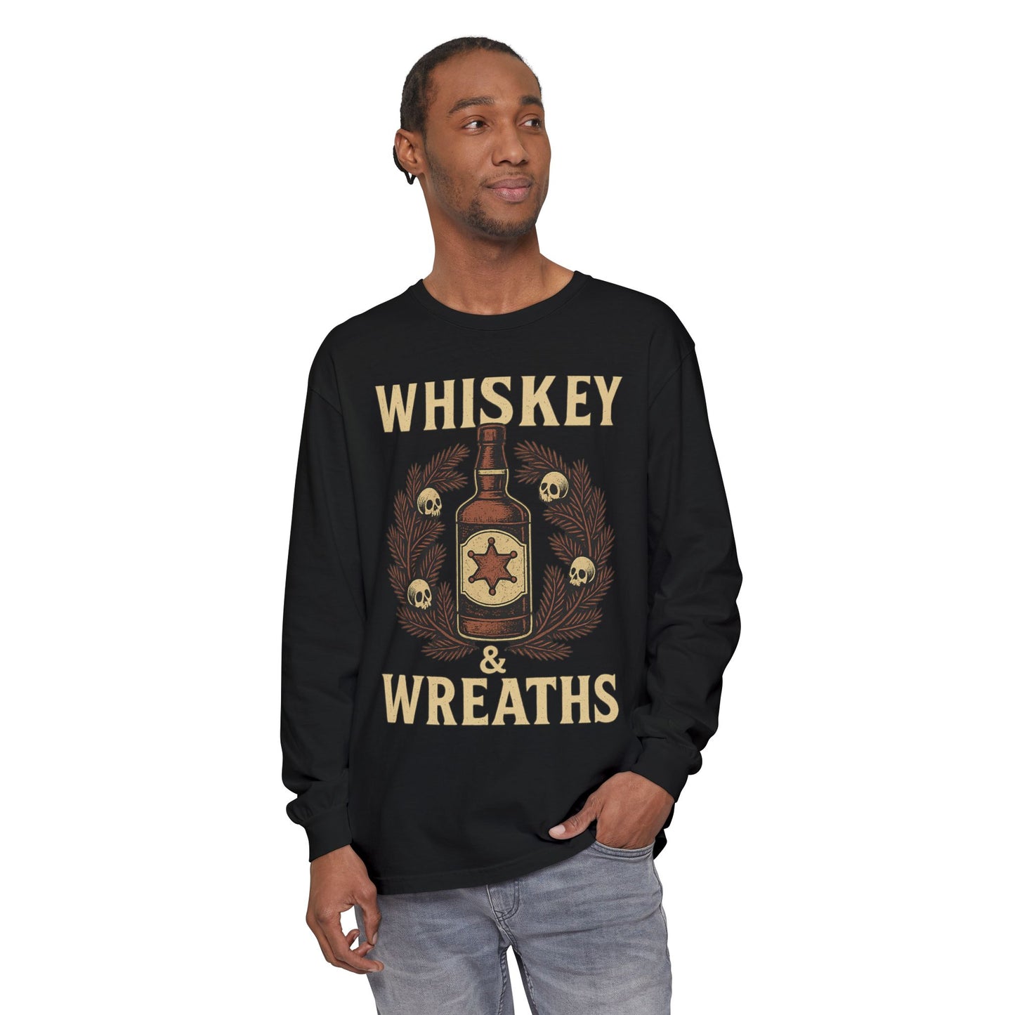 Whiskey & Wreaths – Outlaw Christmas Long Sleeve Tee