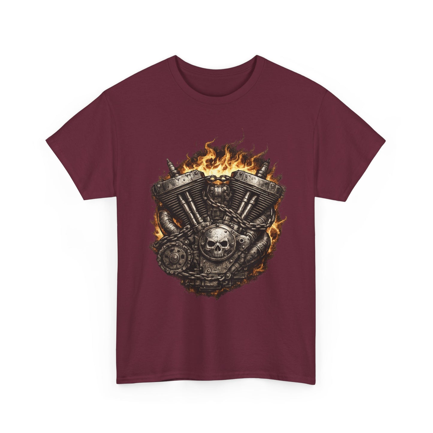 Hellbound Engine T-Shirt | Flaming V-Twin Motorcycle Graphic