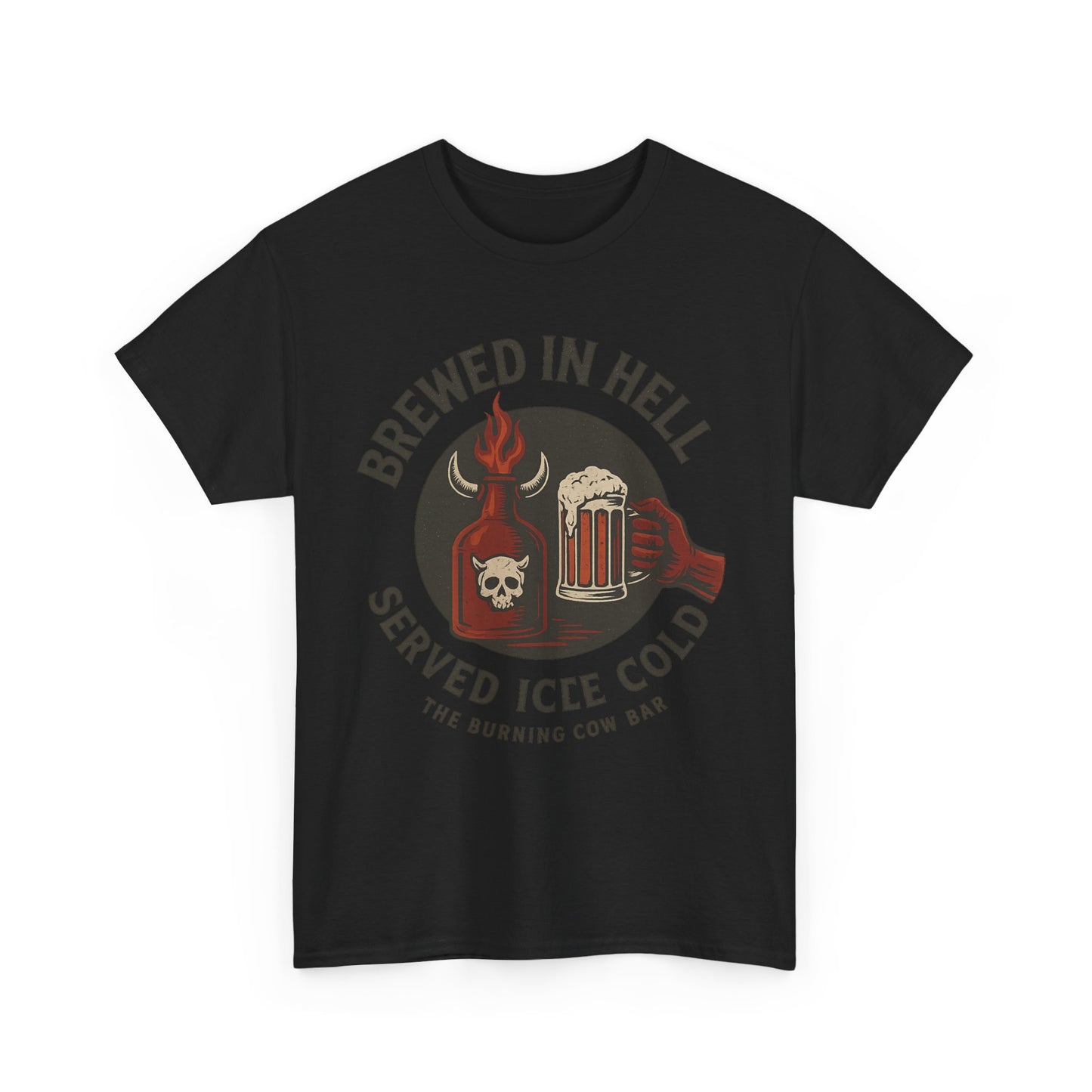 🔥🍺 Brewed in Hell – Served Ice Cold- Unisex Heavy Cotton Tee